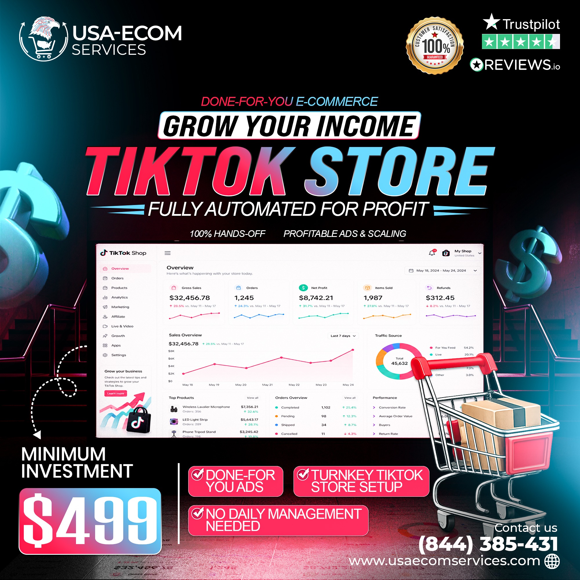 USA Ecom Services Facebook ad: Limited Spots Left.