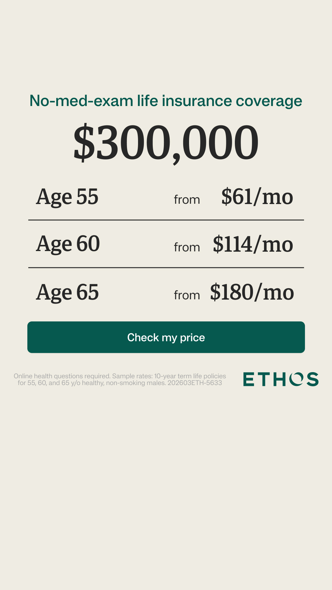 Ethos Facebook ad