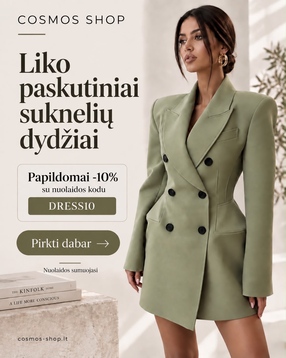 Cosmos Shop Facebook ad: Nuolaidos kodas DRESS10