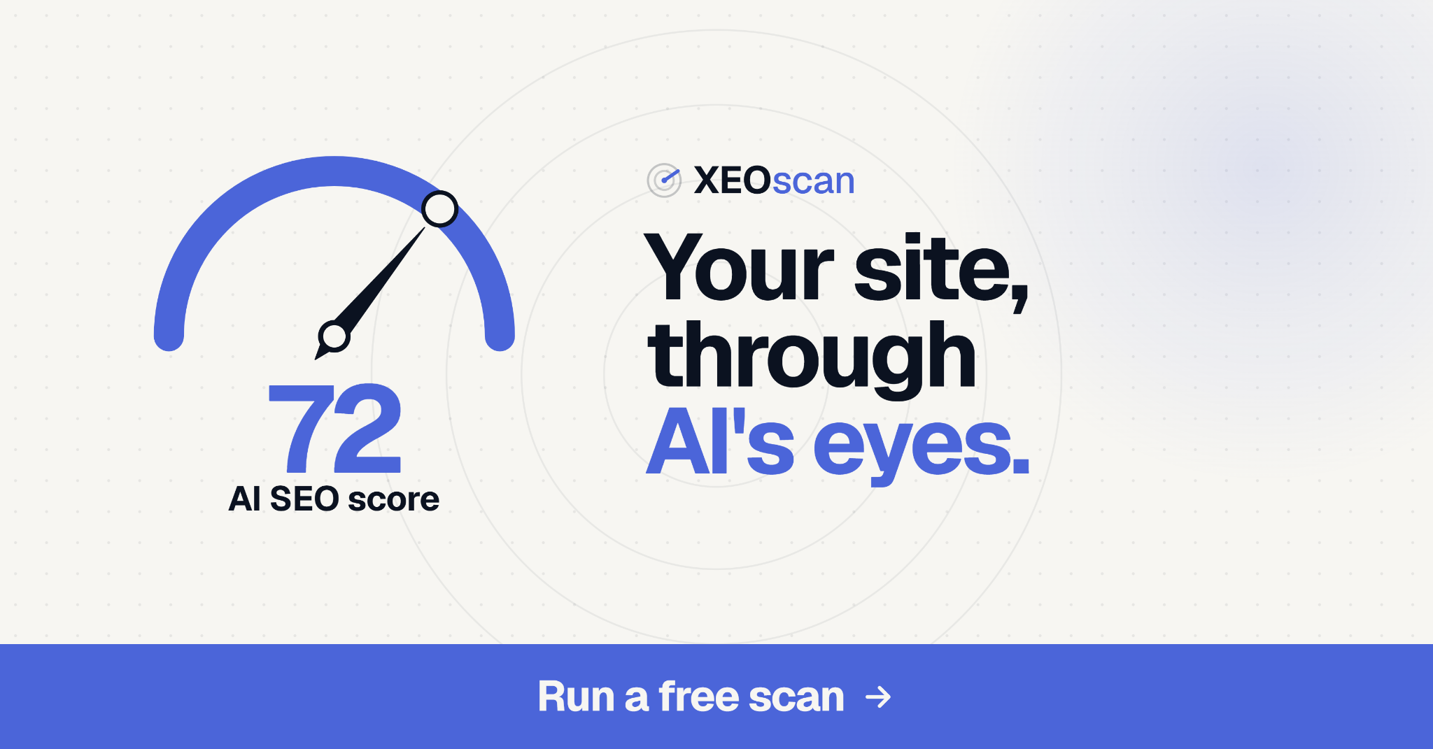 XEOscan Facebook ad: Free AI SEO scan in 30s