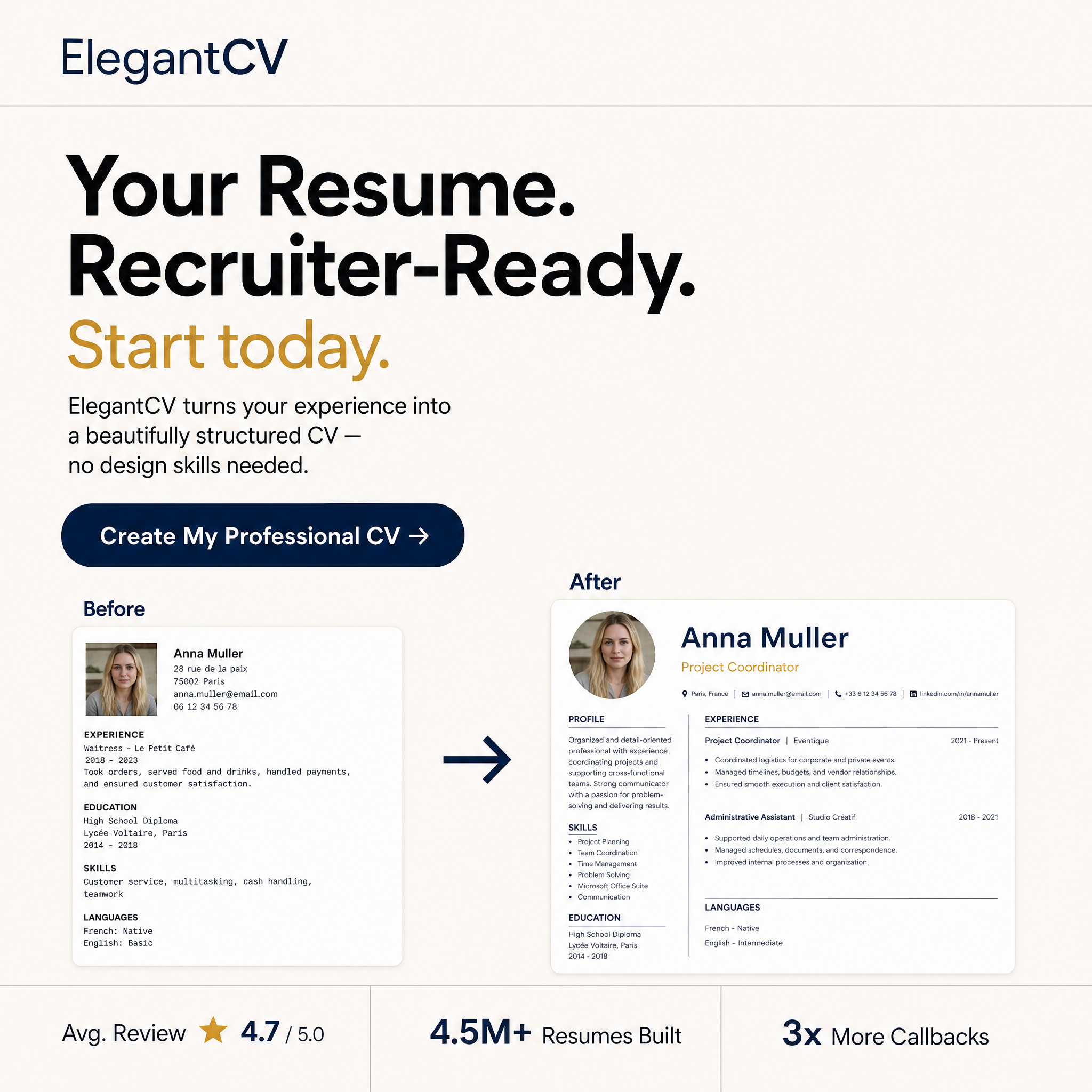 Elegant CV Facebook ad