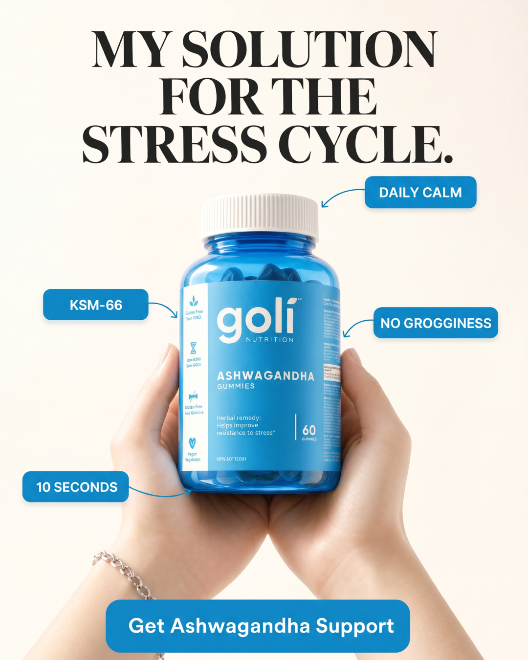 Goli Facebook ad: Meditated. Still Stressed.