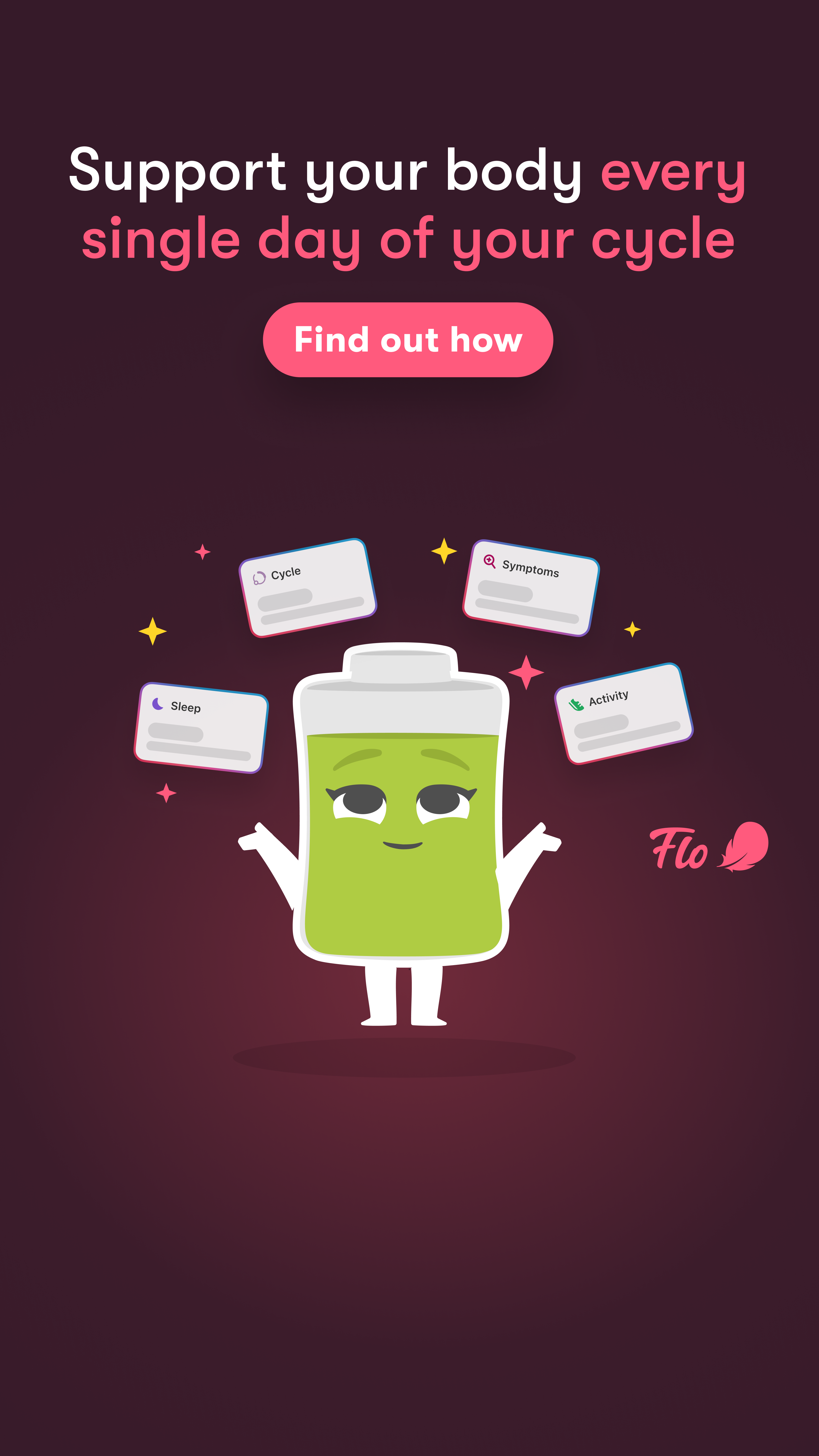Flo Health App Facebook ad: Start using Flo today!