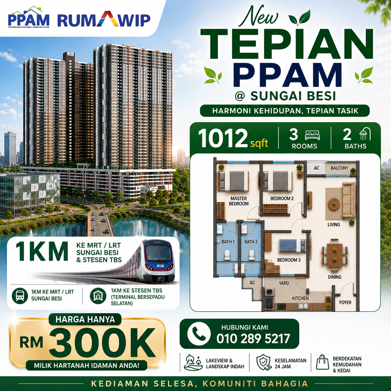 Rumawip Projects Facebook ad: PPAM KL 1012sqft monthly RM 1400