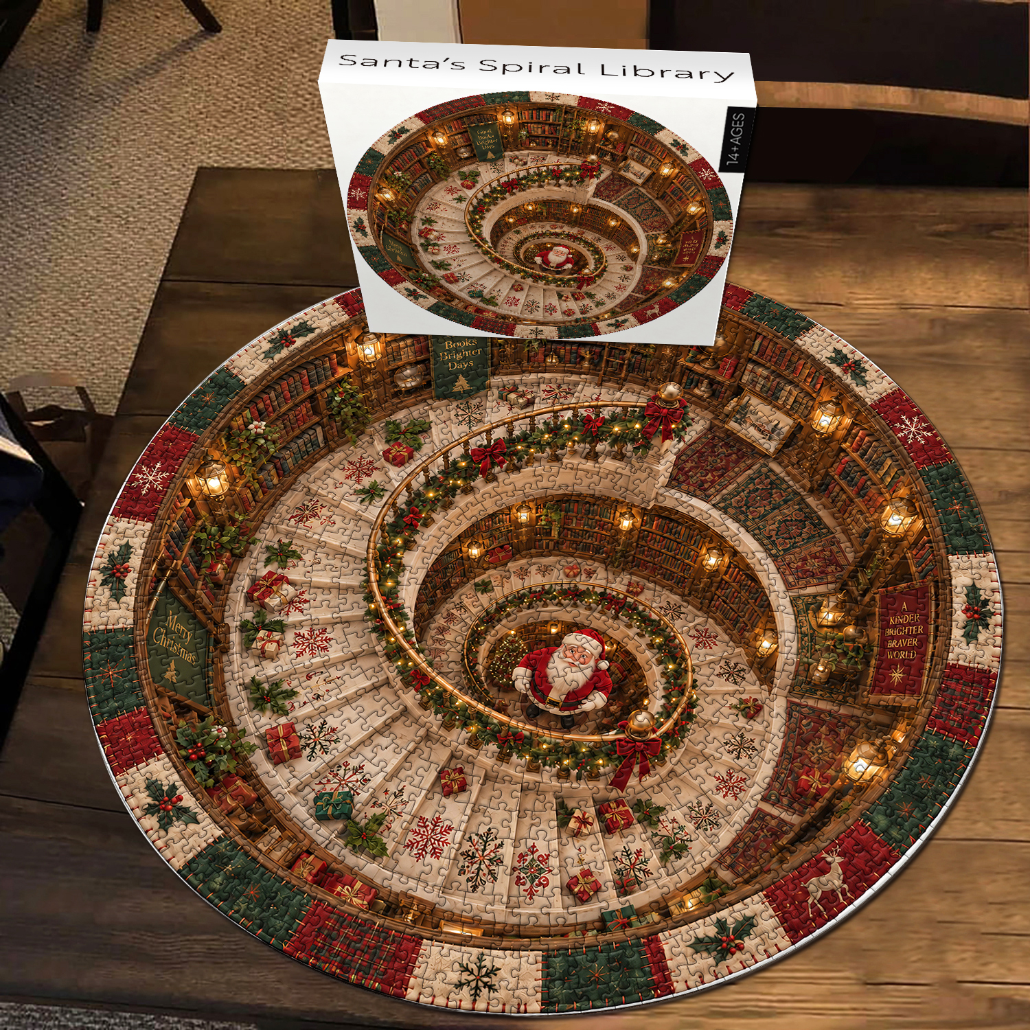 Pickforu Facebook ad: Santa’s Spiral Library Jigsaw Puzzle 1000 Pieces