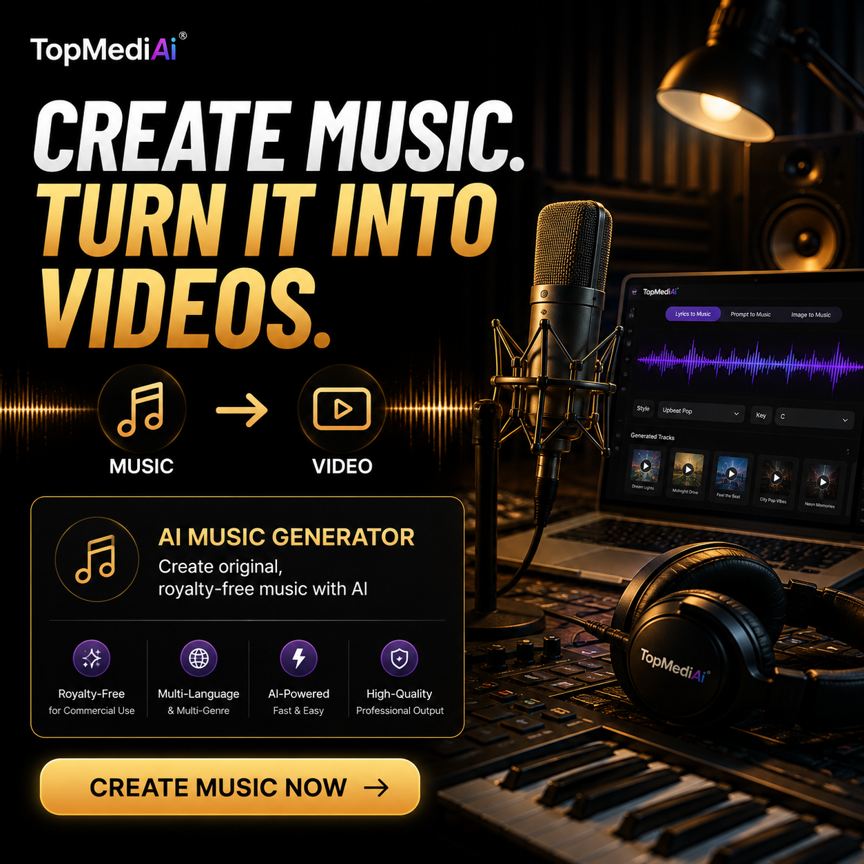 TopMediai Facebook ad: Create Music Your Way