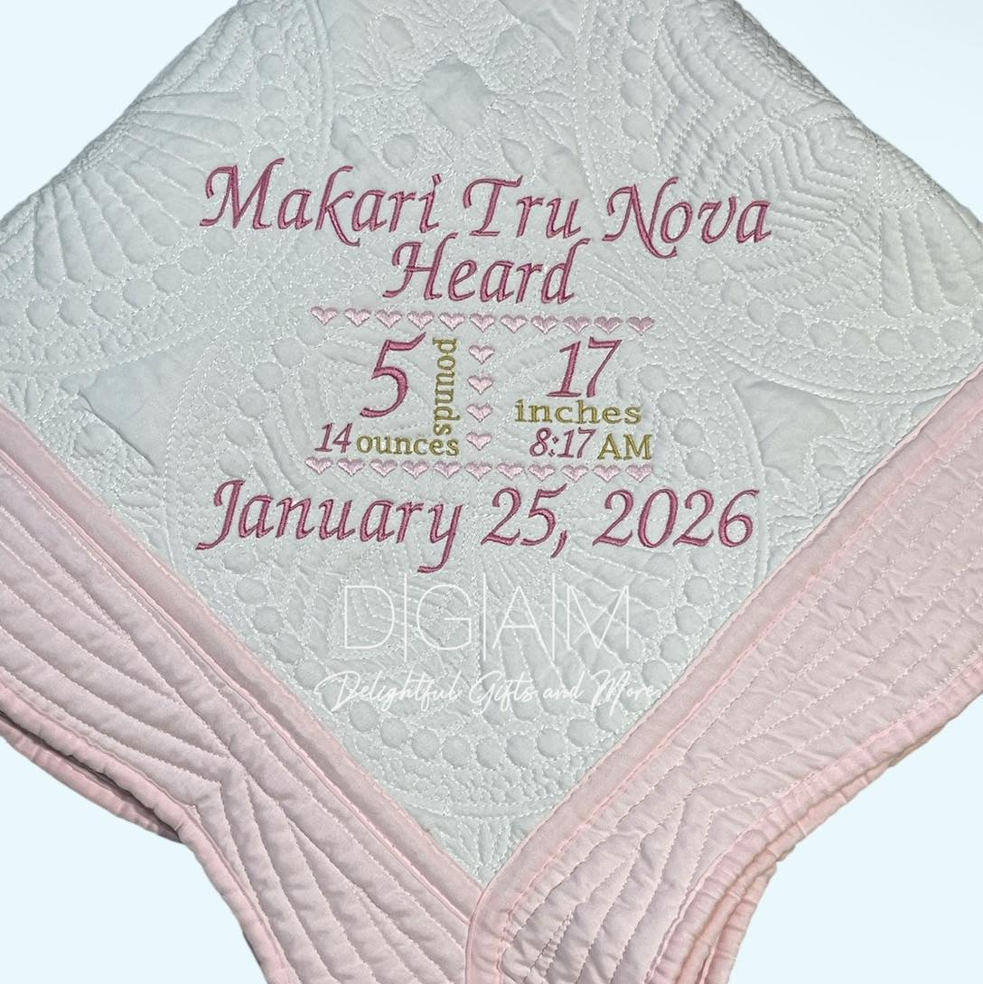 Delightful Gifts And More Facebook ad: Baby Birth Announcement Heirloom Quilt | Delightful Gifts…