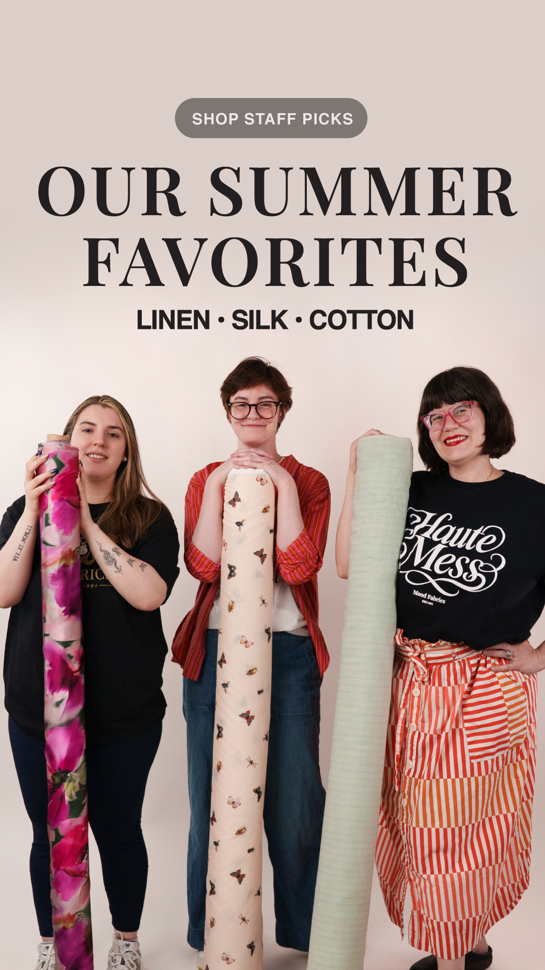 Mood Designer Fabrics Facebook ad: Summer Staff Picks