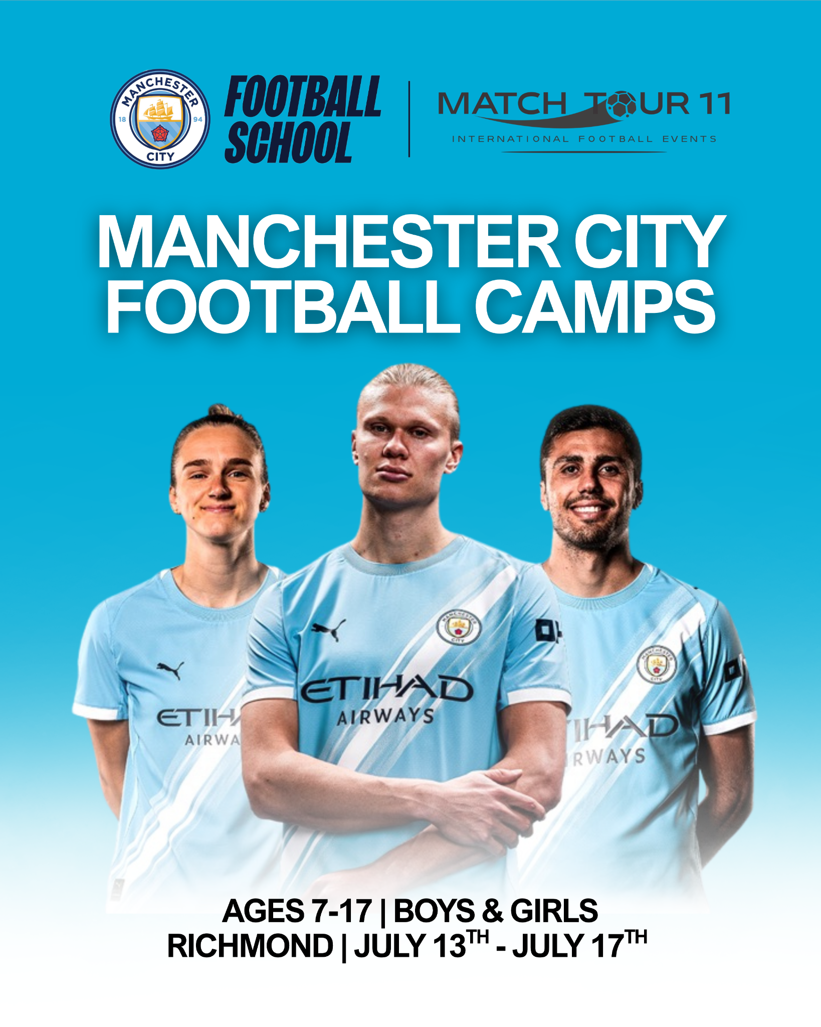 Match Tour 11 Facebook ad: Manchester City Football Camps, Richmond | July 13-17