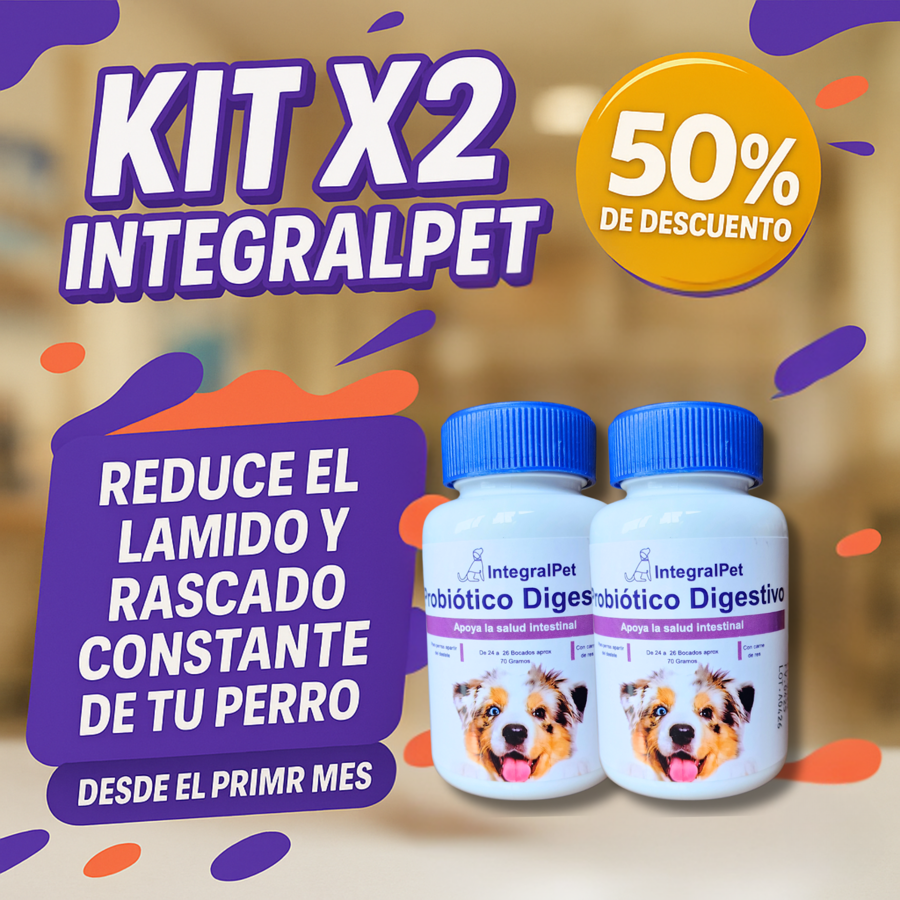 Integralpetco Facebook ad: Mejora La Digestión Y Energía Con El Probiótico IntegralPet