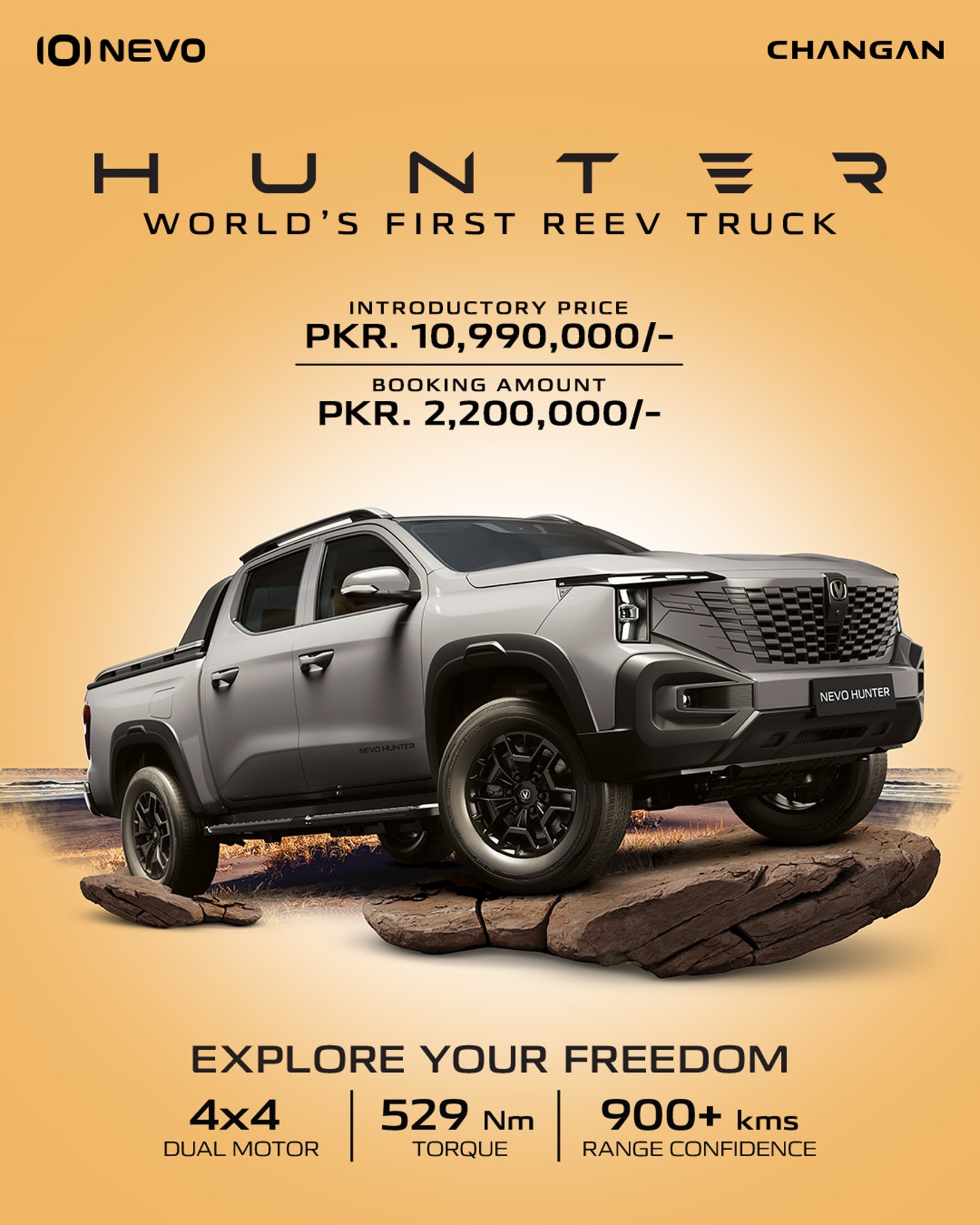 Changan Pakistan Facebook ad: Introducing NEVO Hunter, the World’s First REEV 4x4…