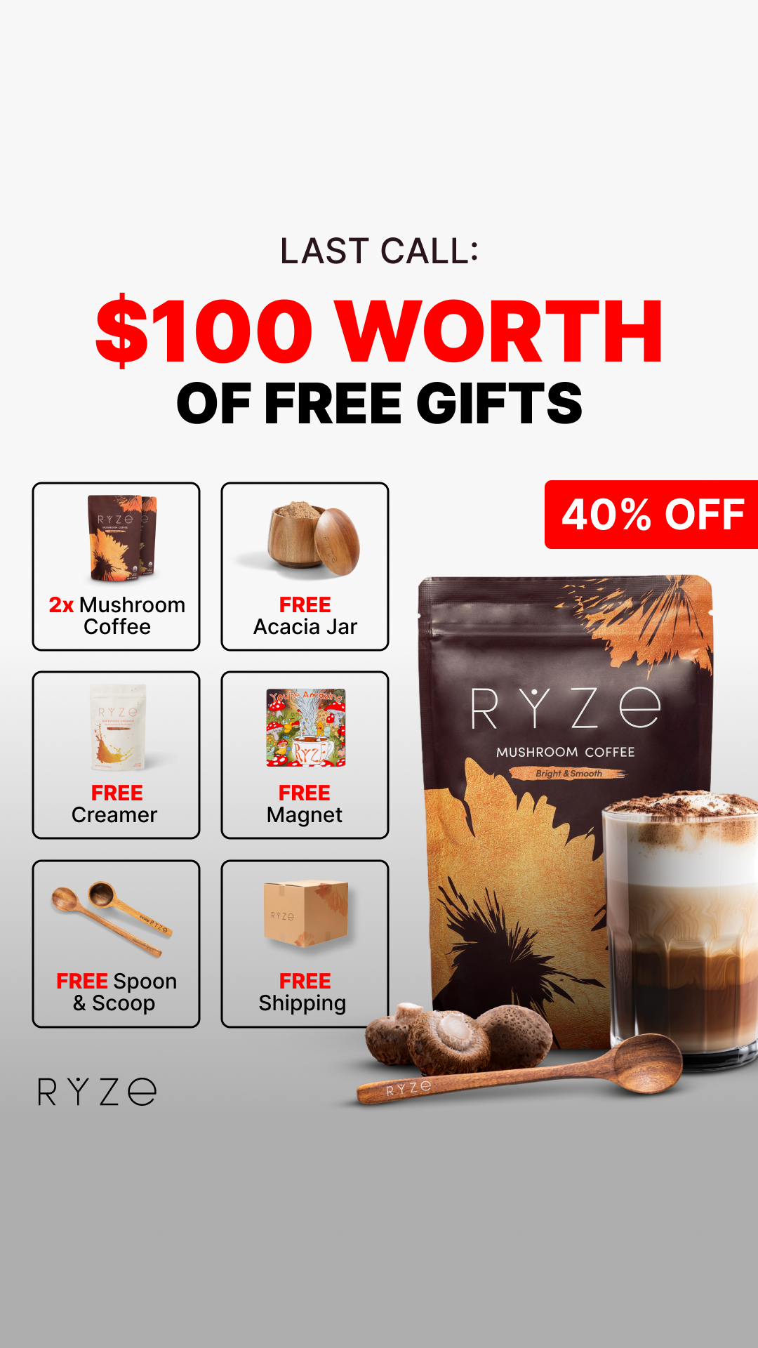 RYZE Superfoods Facebook ad