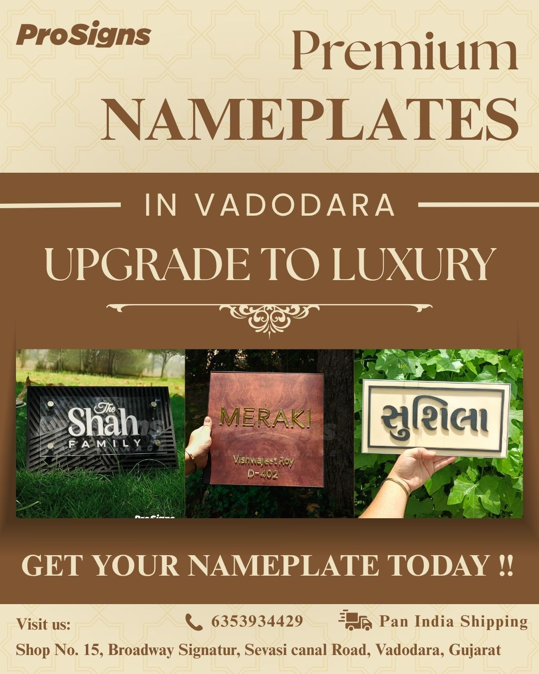 ProSigns Vadodara Home Nameplates & Indoor Signage Facebook ad