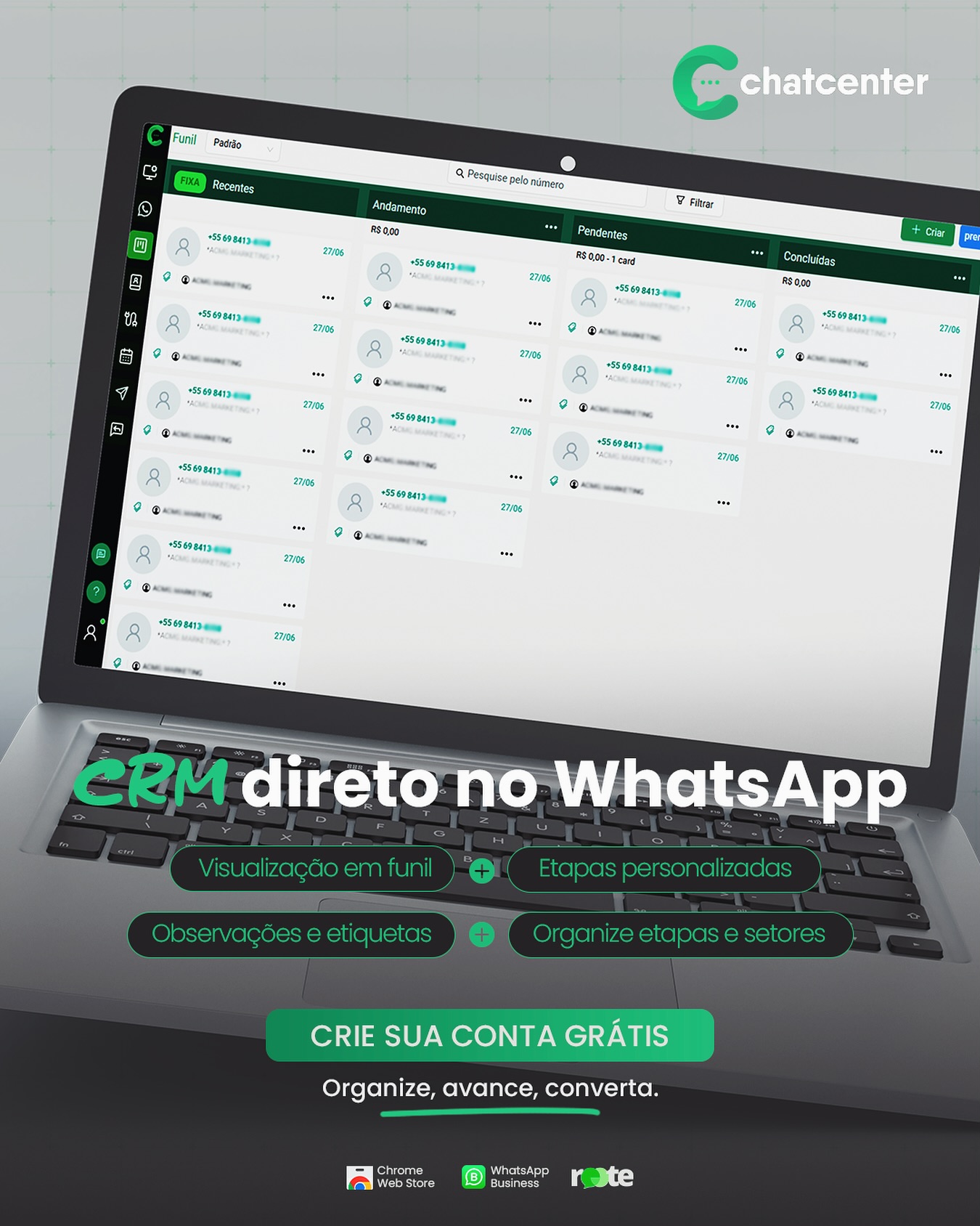ChatCenter Brasil Facebook ad: Seu WhatsApp como uma máquina.