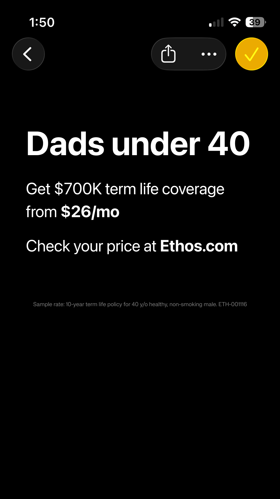 Ethos Facebook ad