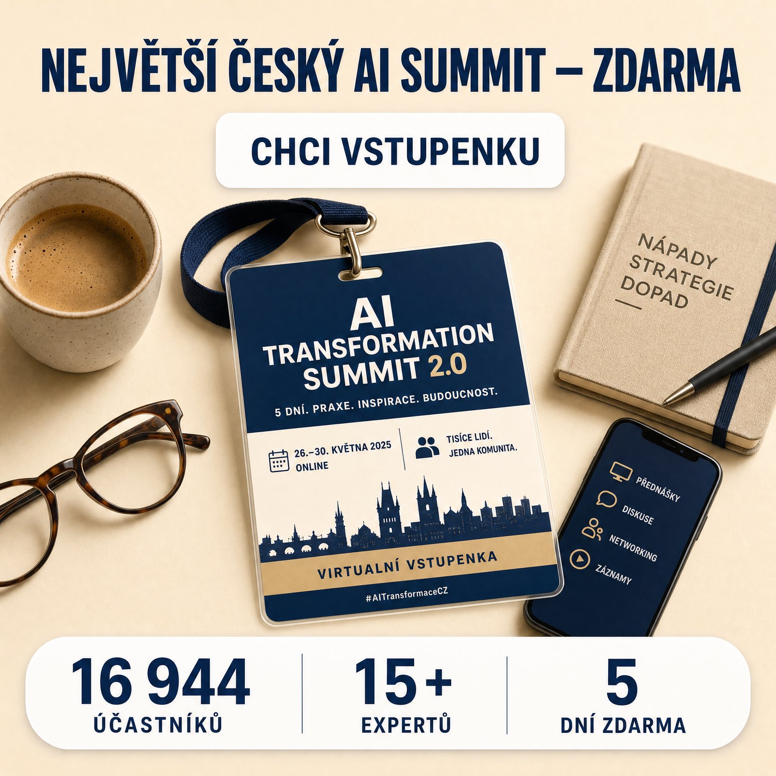 AI Transformation Summit Facebook ad: Začínáme už 7. 6. Registrace zdarma