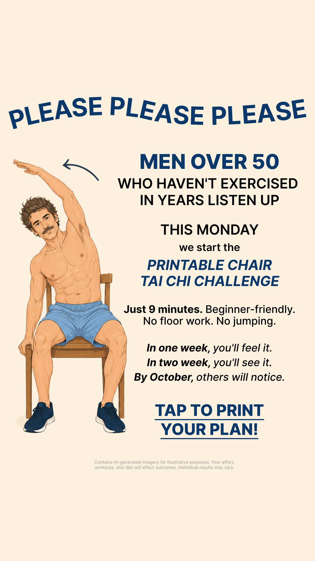 Emma Taylor Facebook ad: Get VISIBLE body transformation in 28 DAYS with Chair Yoga!