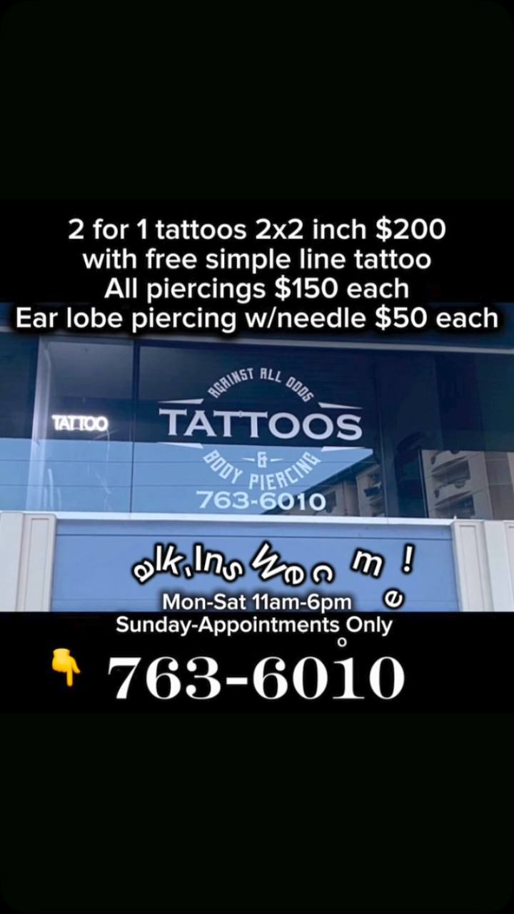 againstallodds_tattoos Facebook ad: 2 for 1 tattoos 2x2 inch minimalistic simple…