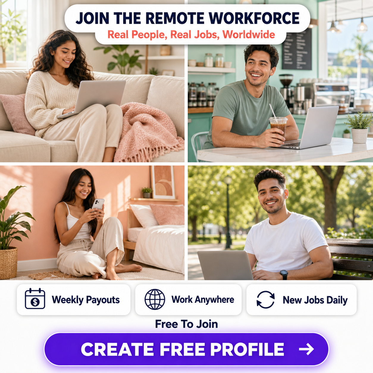 Remote Jobs Daily Facebook ad: Work From Anywhere