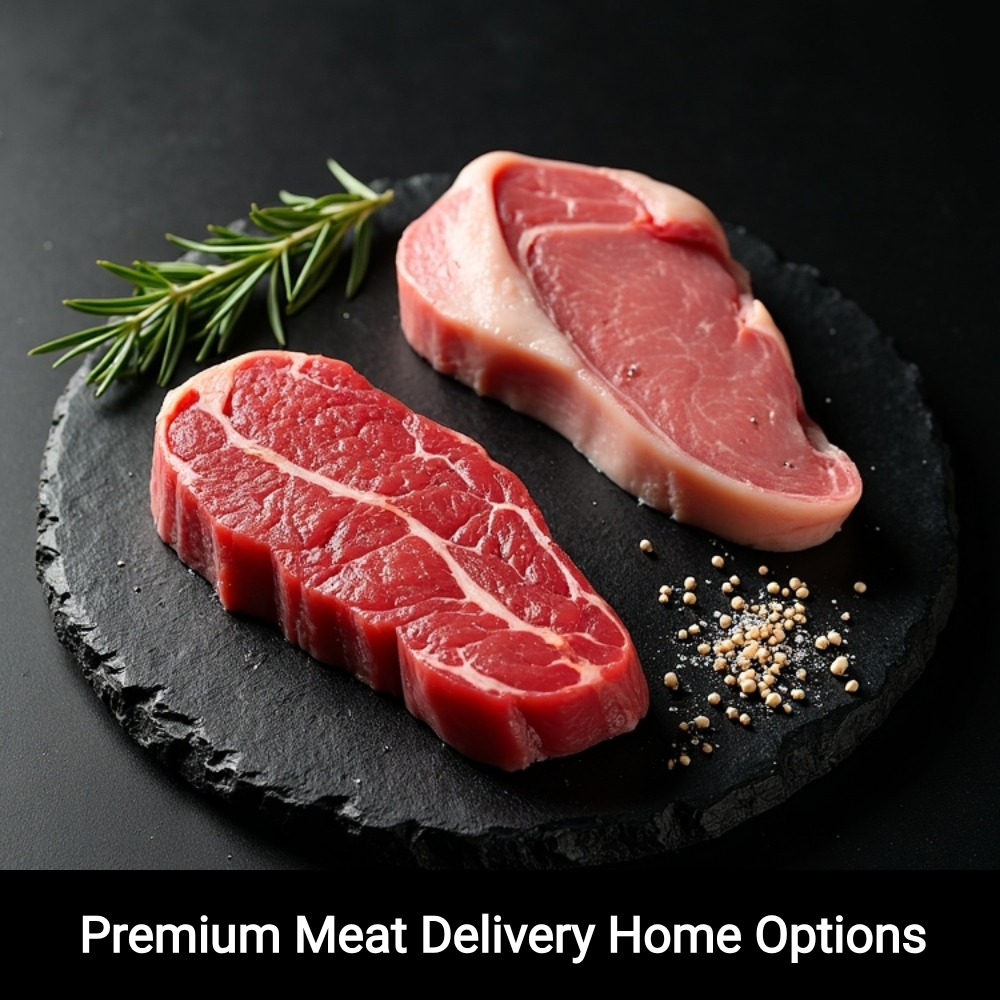 SwiftResults Here Facebook ad: Premium Meat Delivery Home Options.