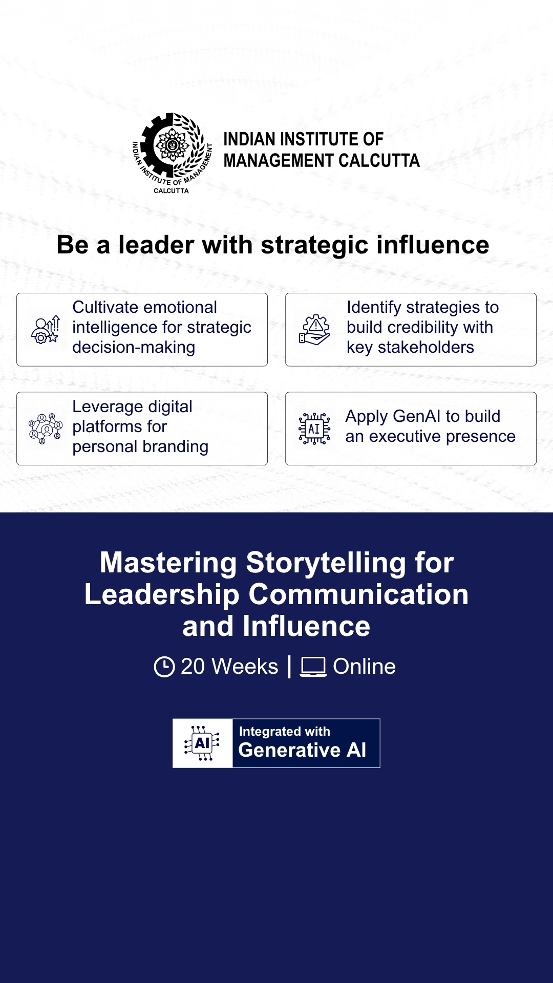 IIM Calcutta's Storytelling for Leadership Communication and Influence Facebook ad