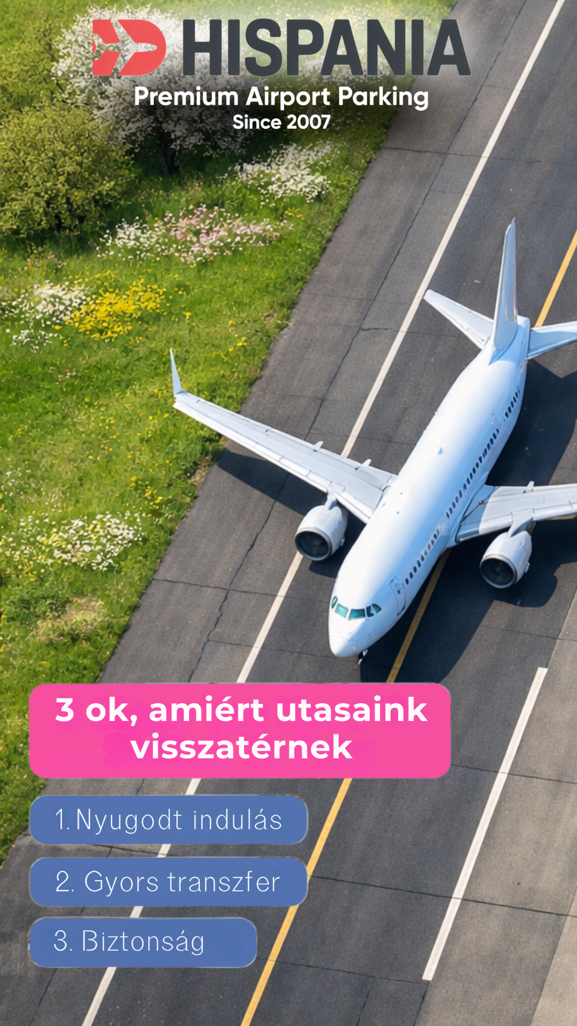 Hispania Premium Airport Parking Facebook ad from Mar 1, 2026