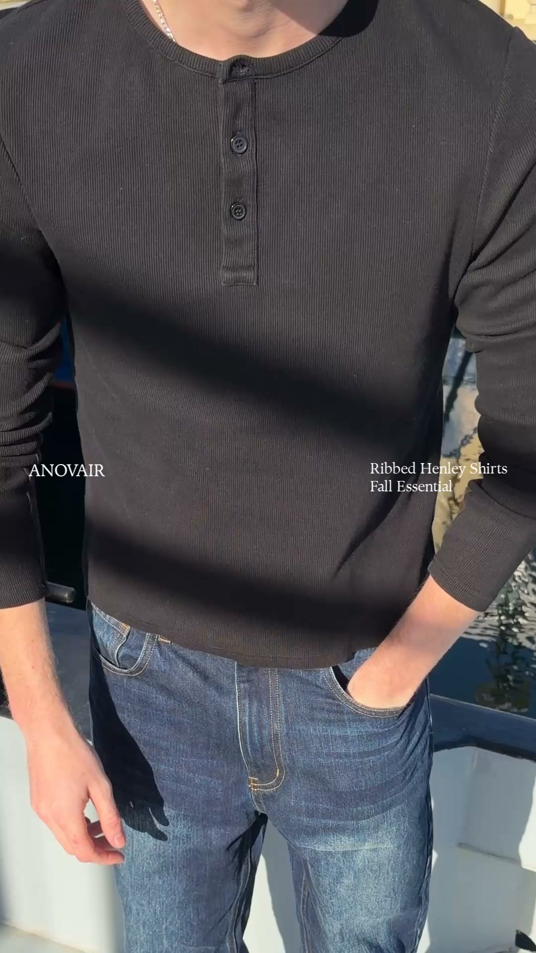 Anovair Facebook ad: Bestselling Henley Shirts, Buy 3 & Save 25%