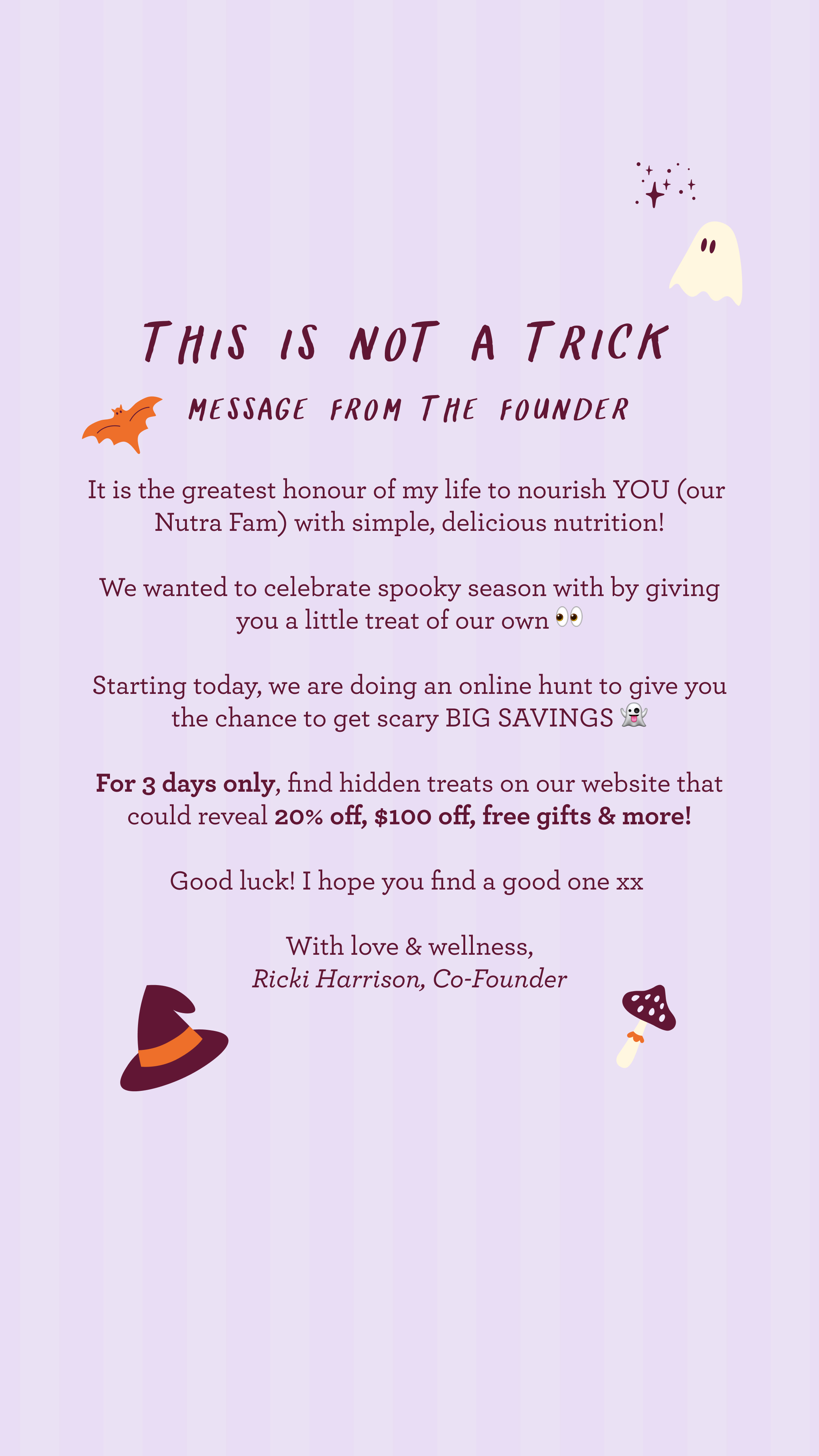 Nutra Naturals Facebook ad: No Tricks, Only Treats 3 Days Only!