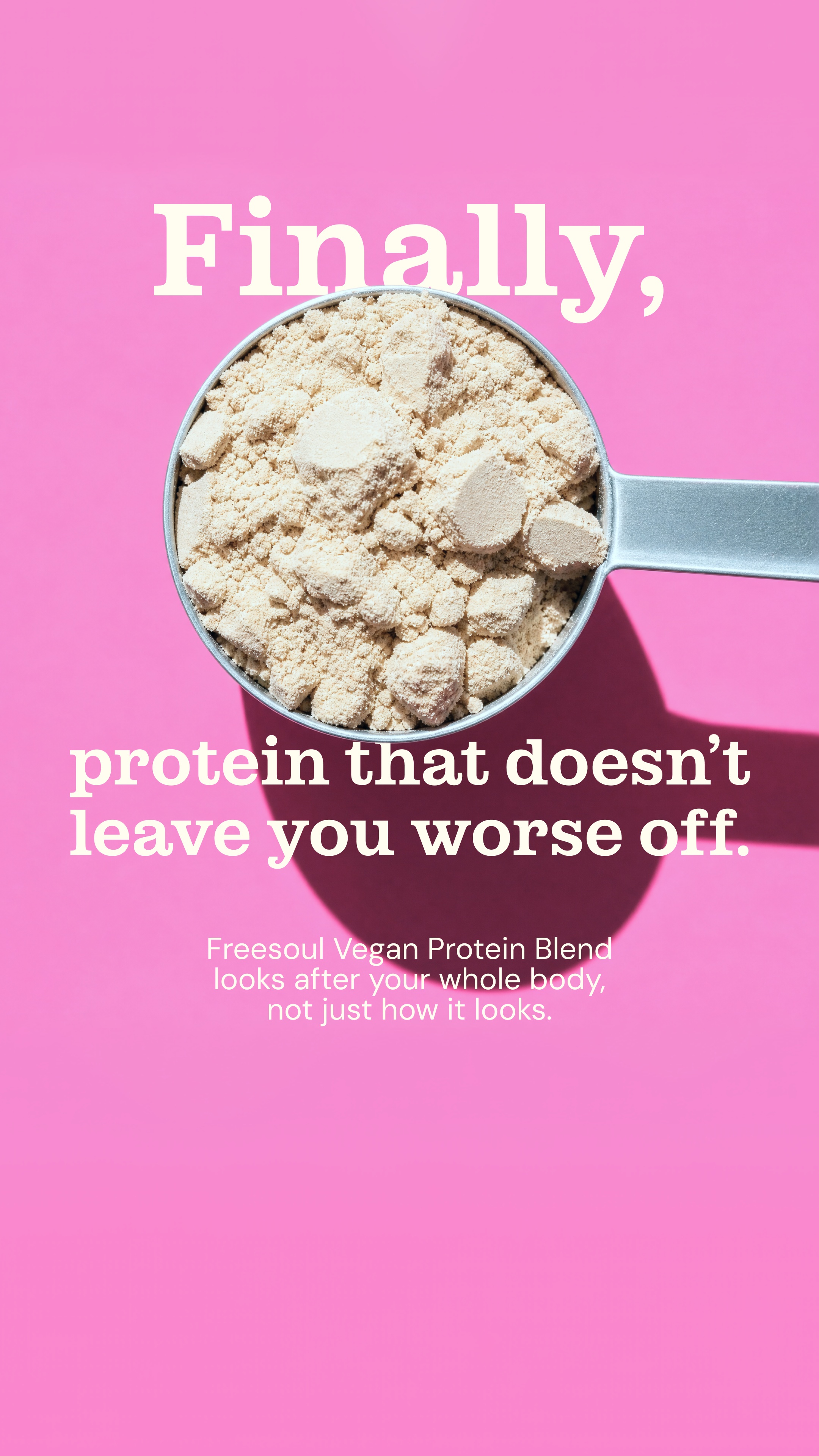 Free Soul Facebook ad: The protein powder that has your back.