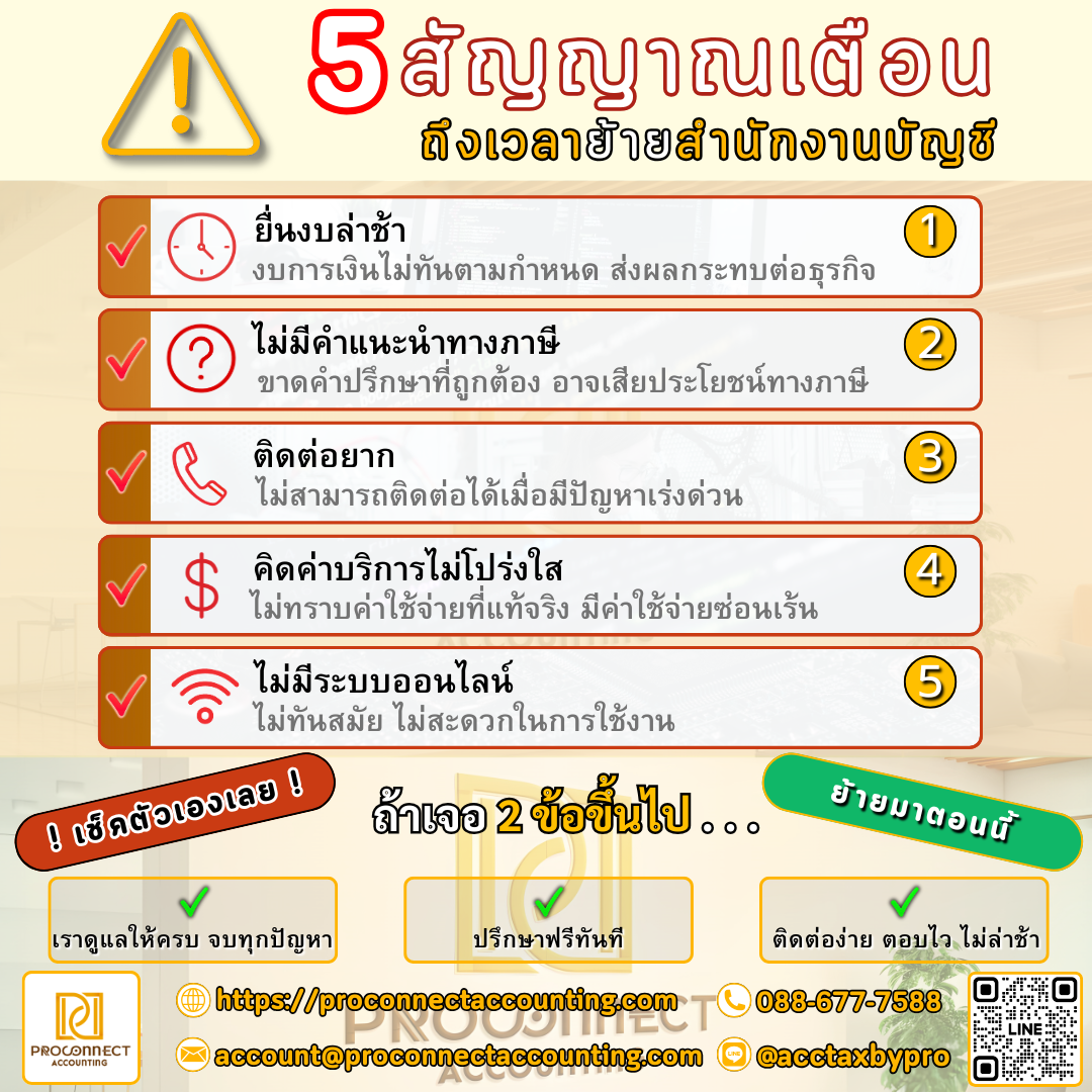 ProConnect - บริการบัญชีออนไลน์และภาษีครบวงจร Facebook ad: 5 สัญญาณเตือนถึงเวลาย้ายสำนักงานบัญชี
