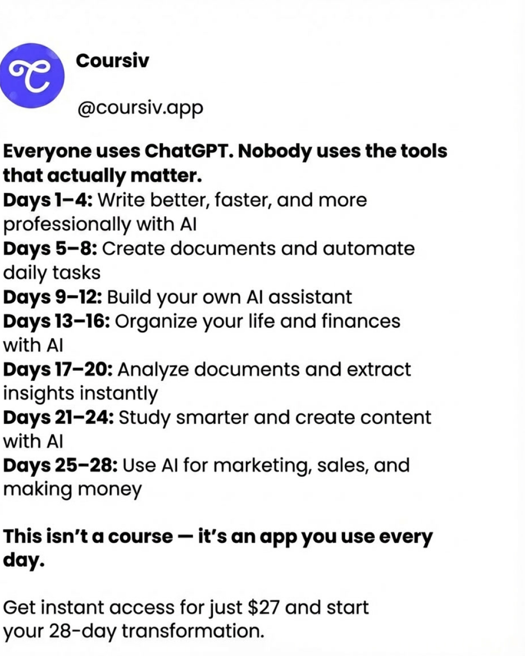 Coursiv Facebook ad