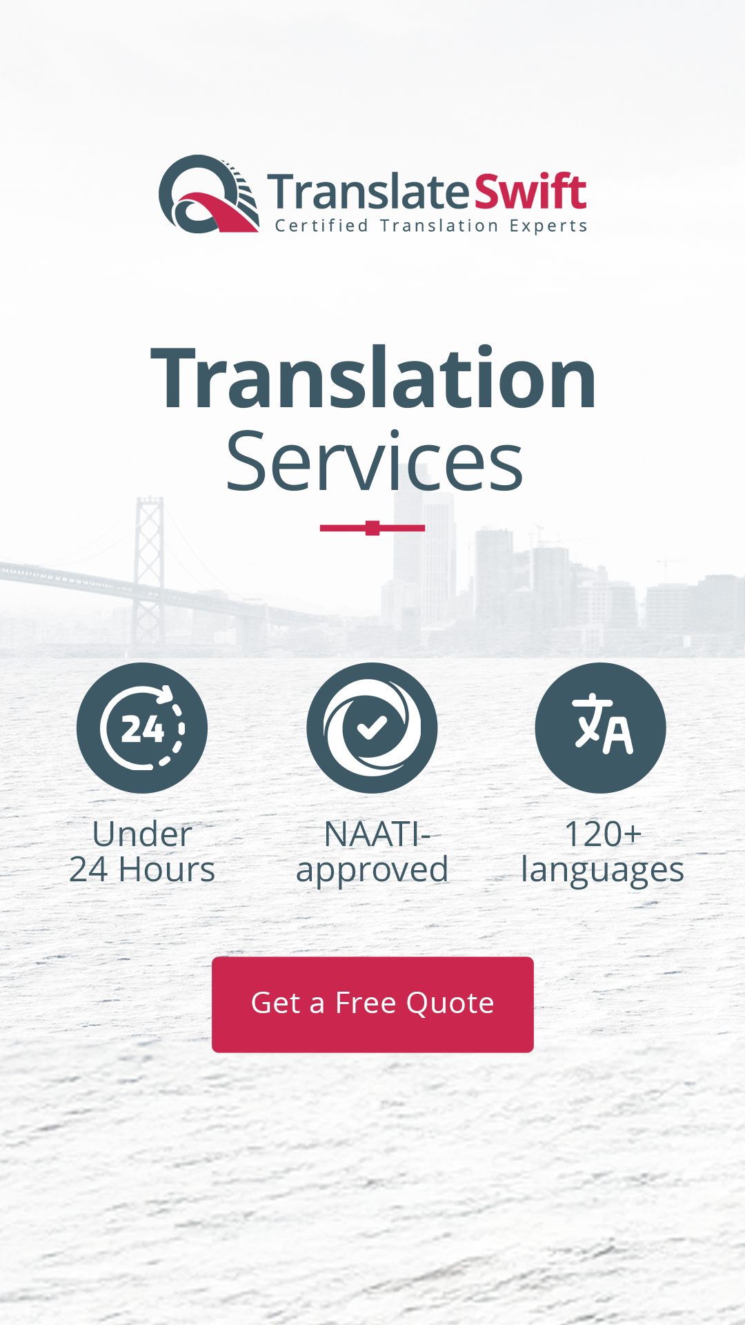 TranslateSwift Facebook ad: Certified Translations Within 12 Hours