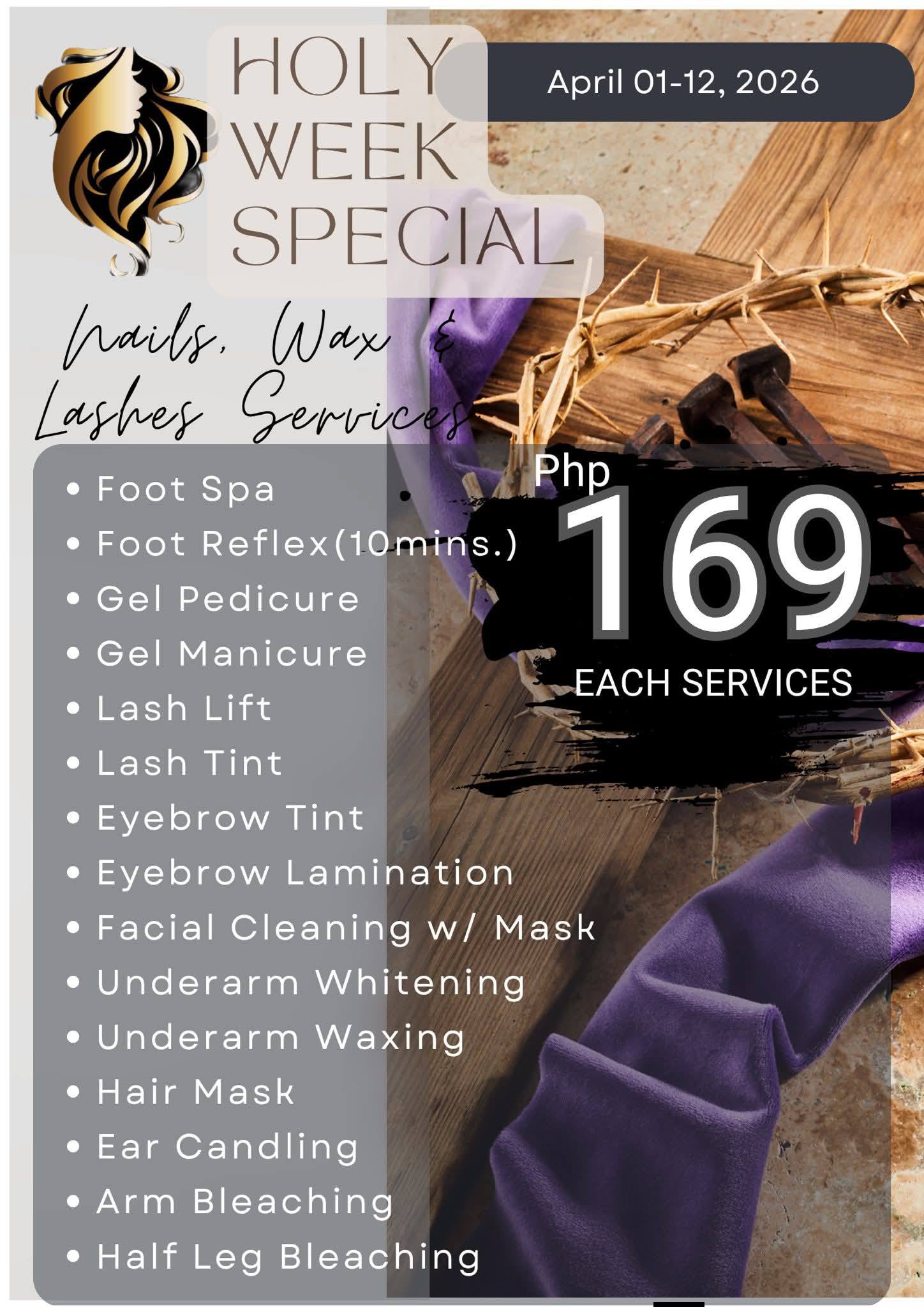 Alyana’s Shantina Bouture Salon and Spa Facebook ad: HOLY WEEK SPECIAL