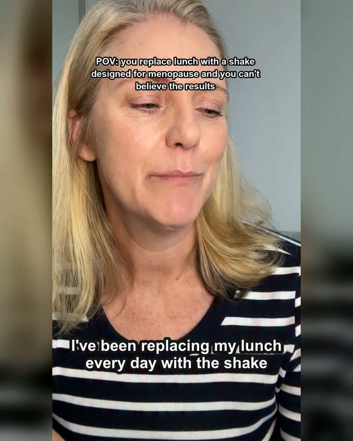 MyPause Health Facebook ad: POV: you replace lunch with a shake designed for menopause…