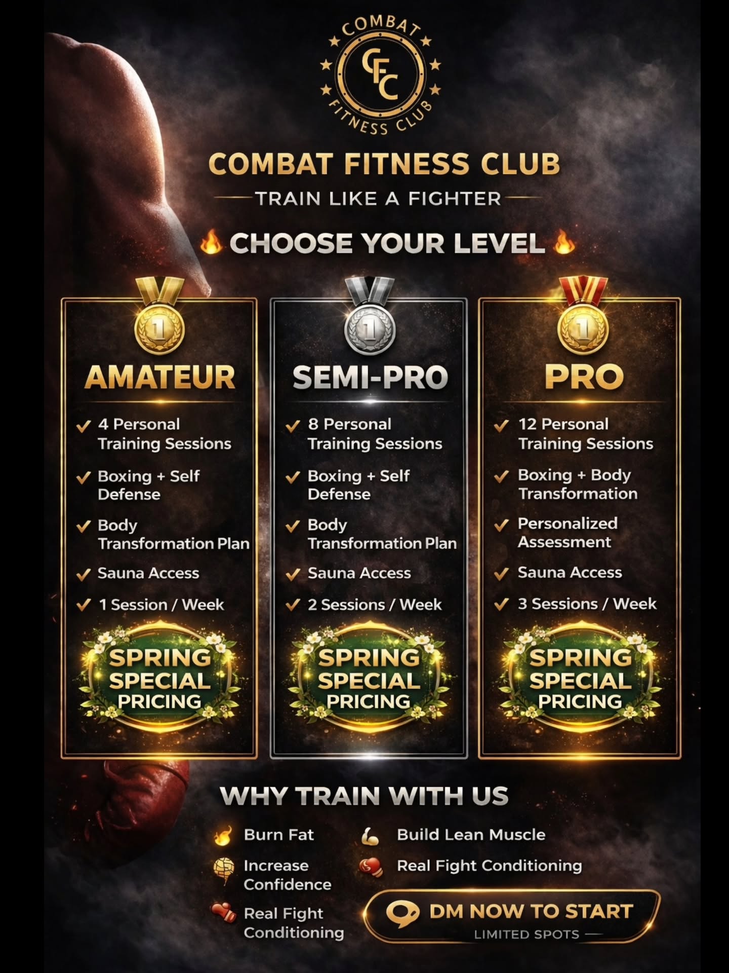 Combat Fitness Club CFC Facebook ad: SPRING SPECIAL IS HERE