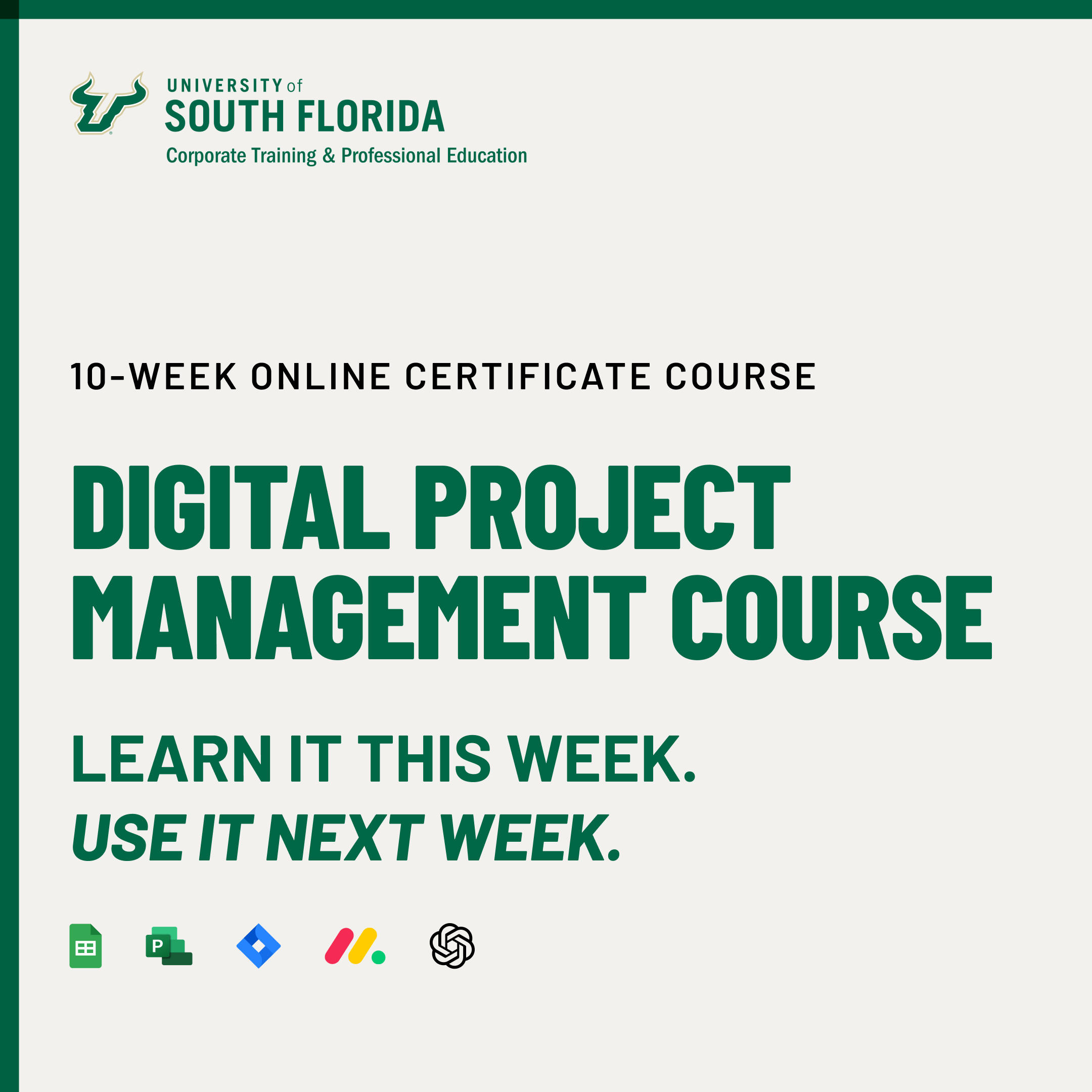 USF Corporate Training and Professional Education Online Certificates Facebook ad