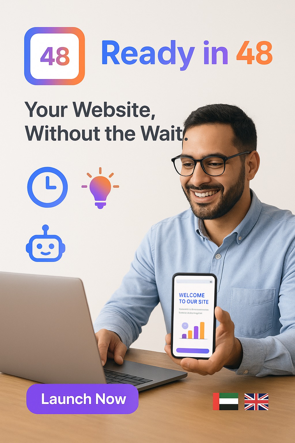 Readyin48.com Facebook ad: Start your business strong with a professional website…