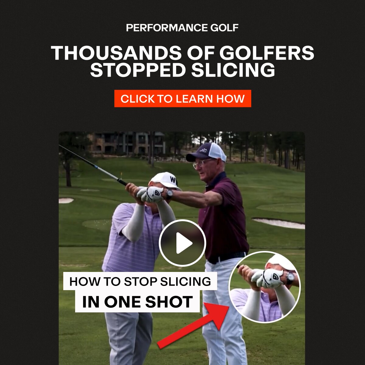 Hank Haney's One-Shot Slice Fix Facebook ad