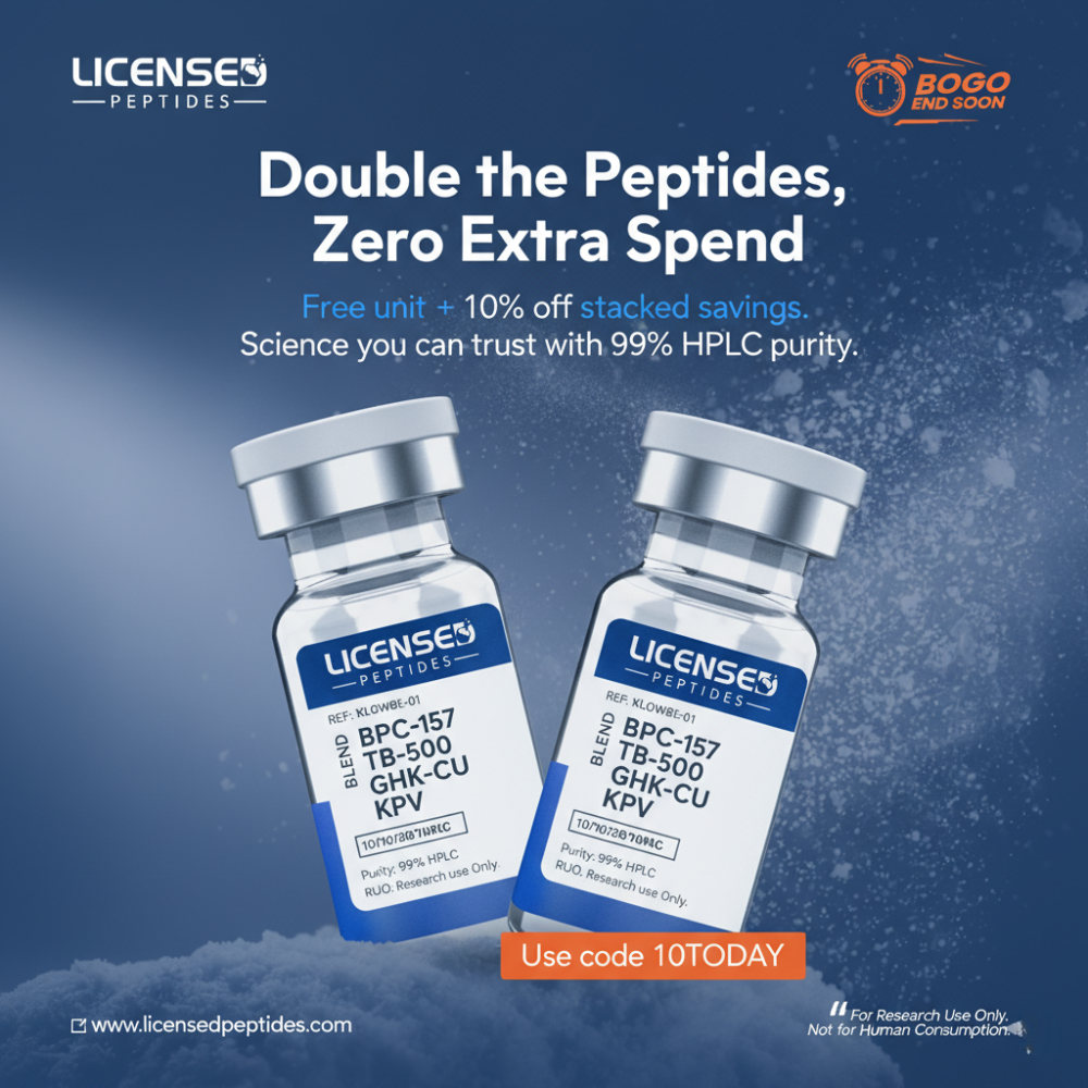 LicensedPeptides.com Facebook ad: Buy One Get One Free Sale Ends Soon