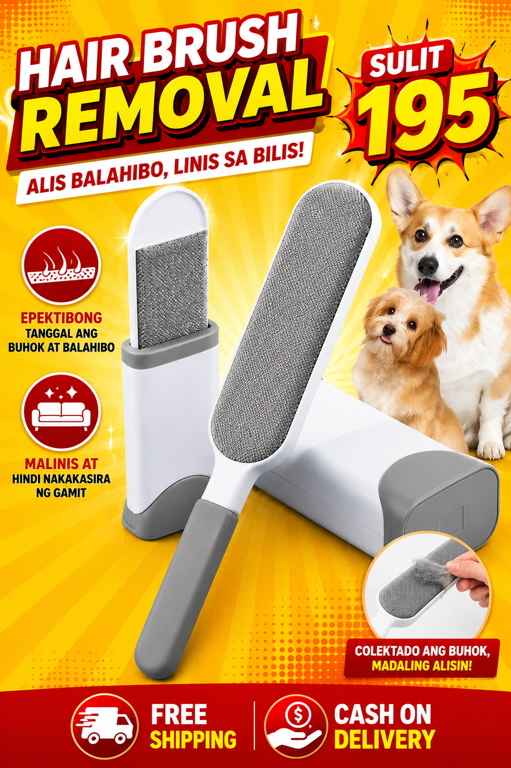 Saver Shop Facebook ad: Fabric & Pet Hair Remover, Sulit ₱195 Lang!