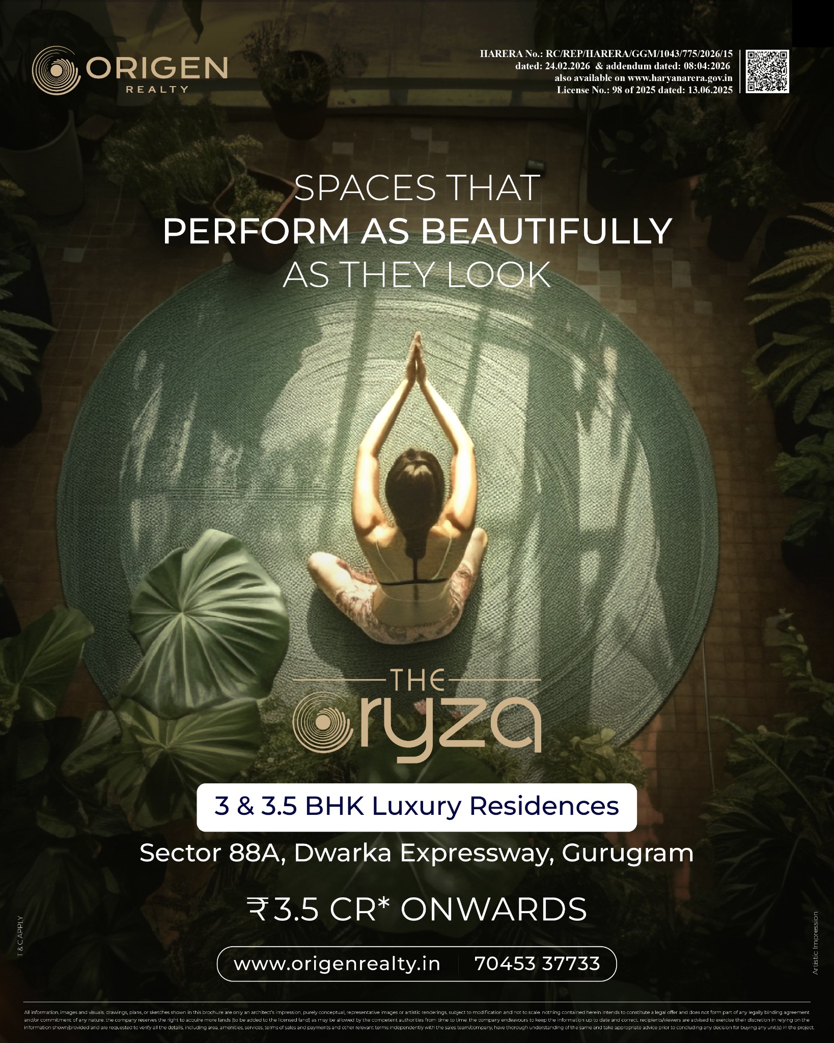 Origen Realty Facebook ad: The Oryza - 3 & 3.5 BHK in Sector 88A Gurugram