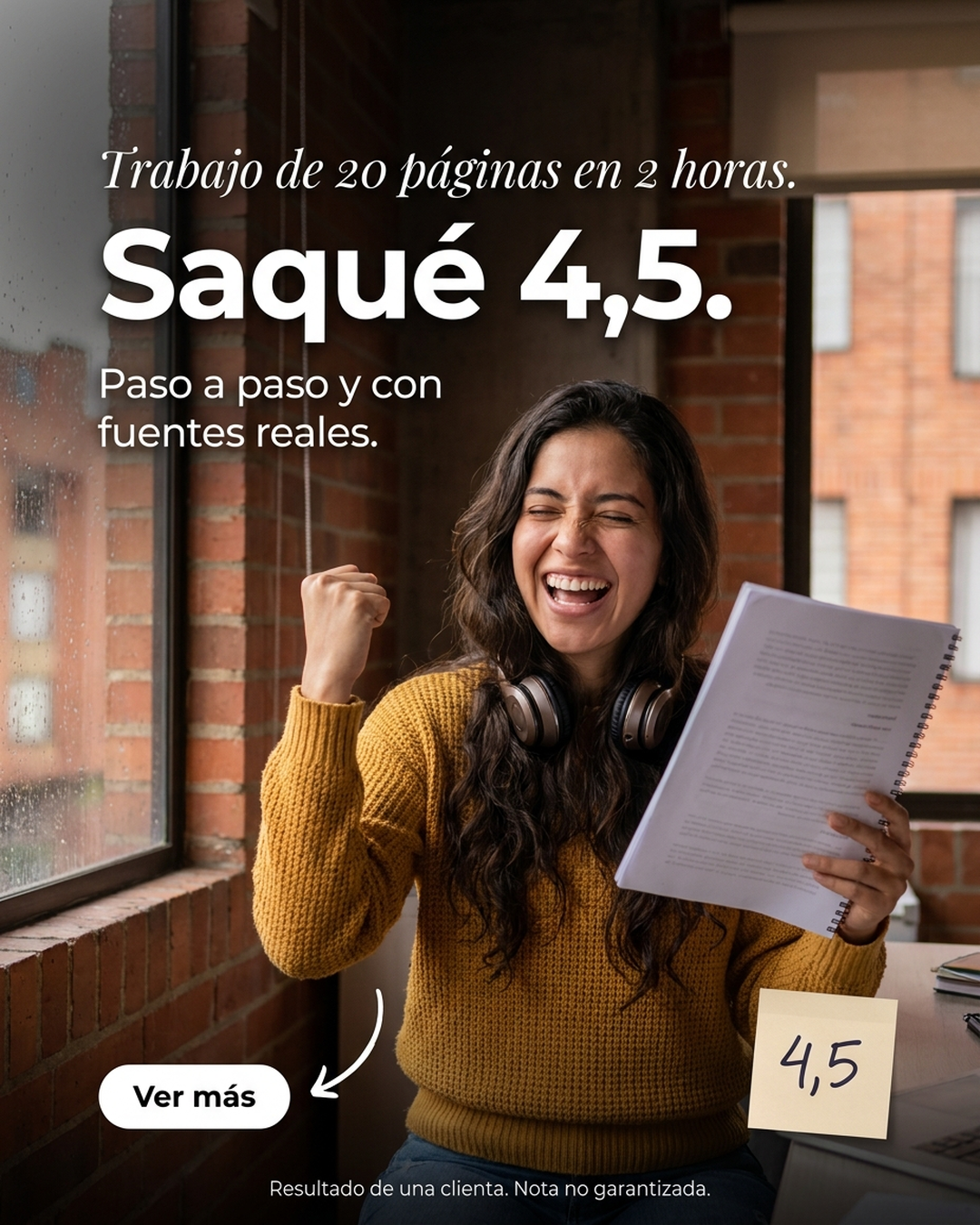 StudyTexter.com Facebook ad: Tu trabajo en unas 2 horas