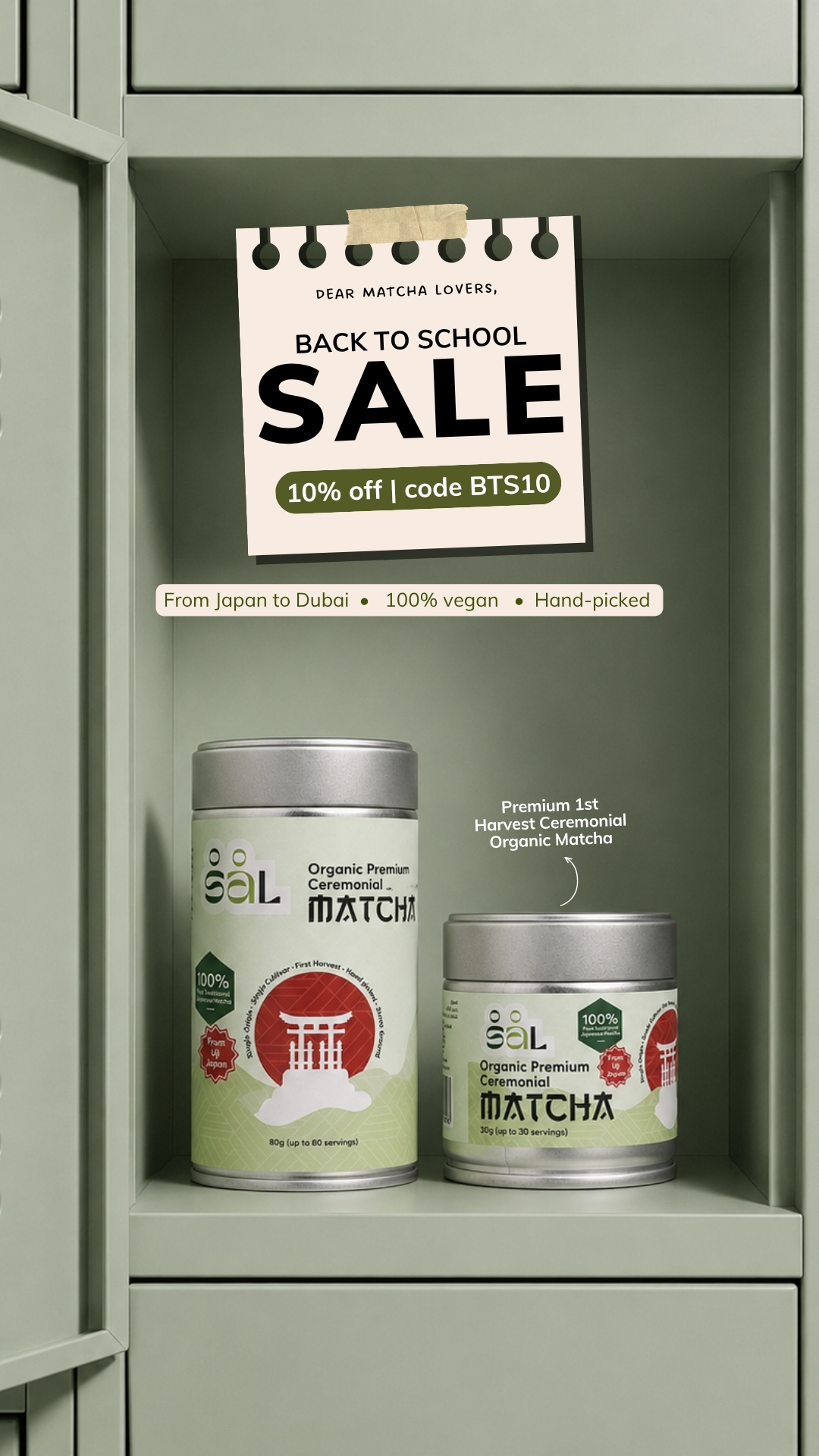 Salmatcha Facebook ad: Back To School Sale