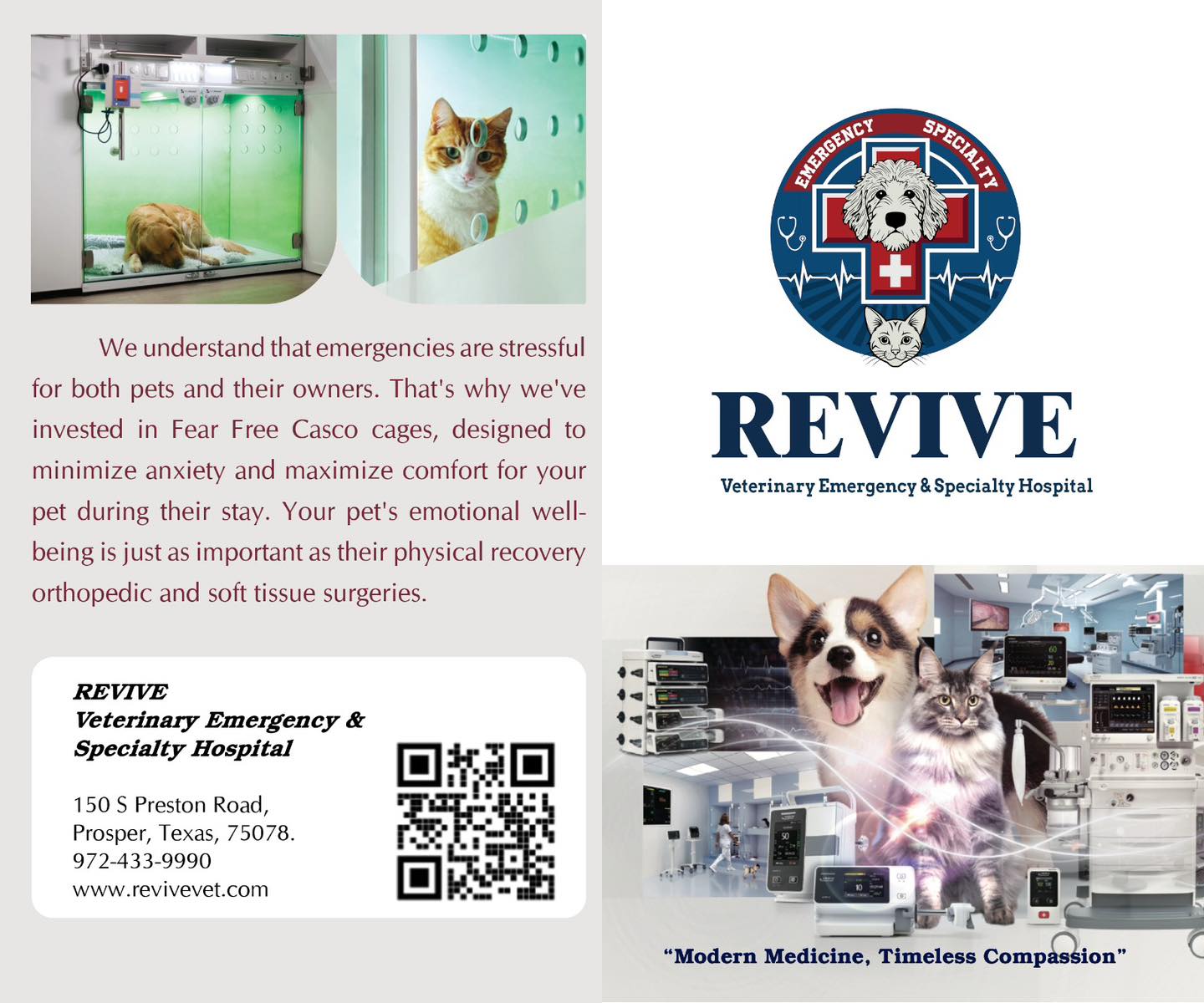 Revive Veterinary Emergency & Specialty Hospital Facebook ad: NOW OPEN 24/7 in Prosper!