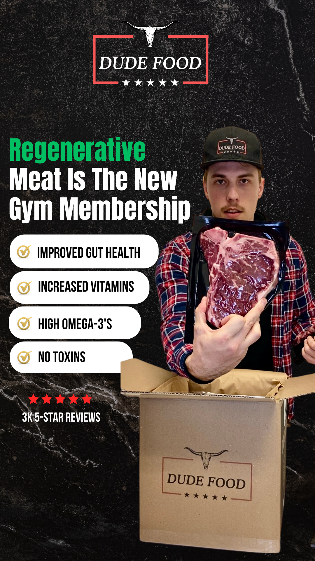 Dude Food Facebook ad: Regeneratively Raised Meat