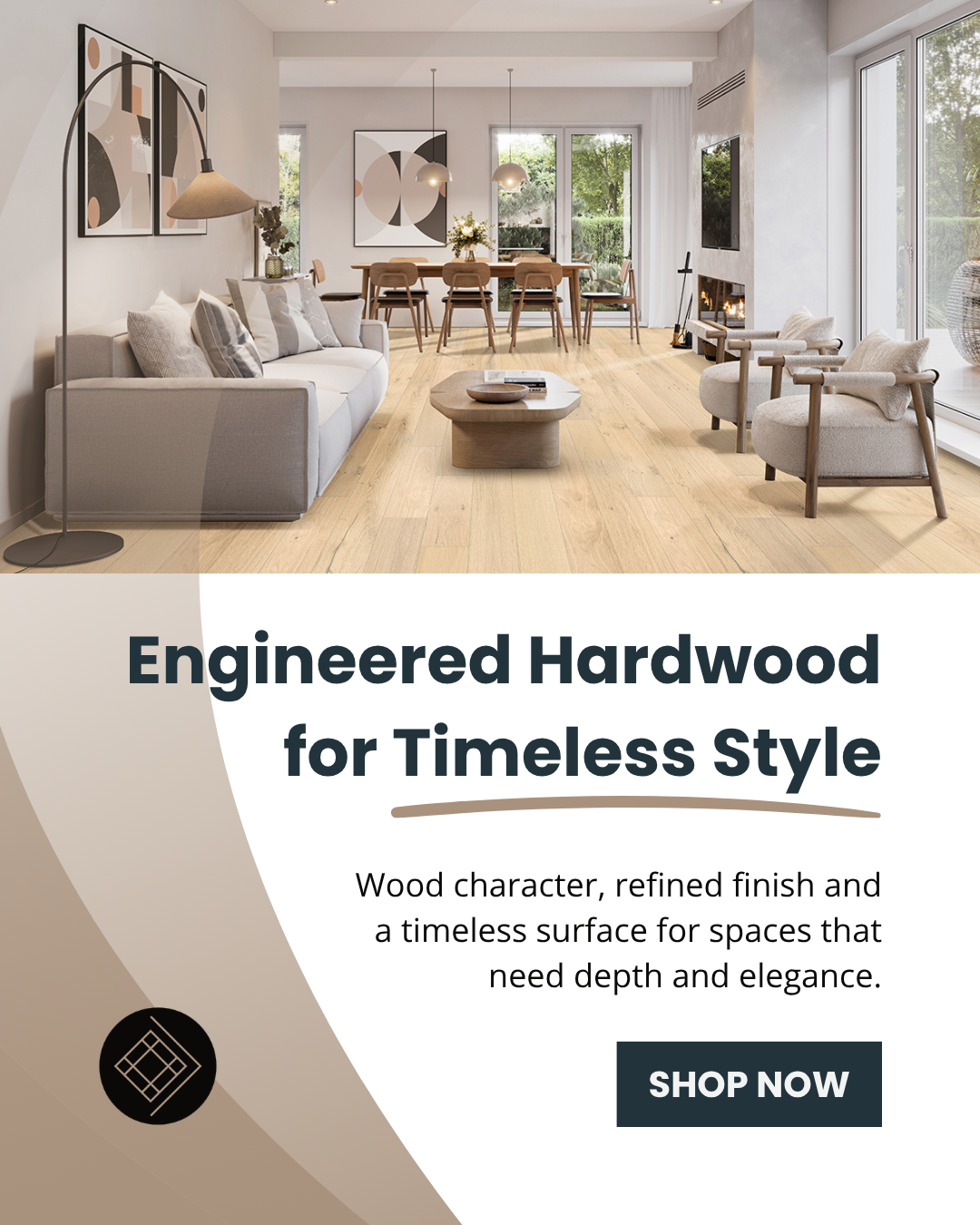 The Flooring Supply Facebook ad: Engineered Hardwood That Lasts
