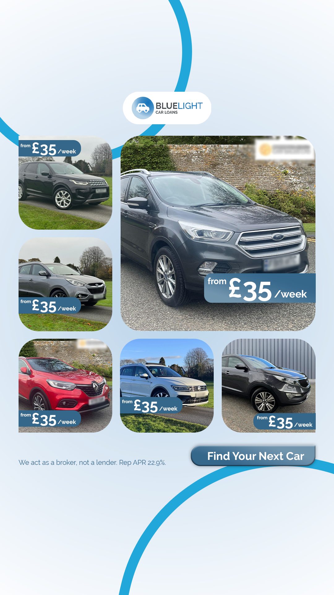 Blue Light Car Loans Facebook ad