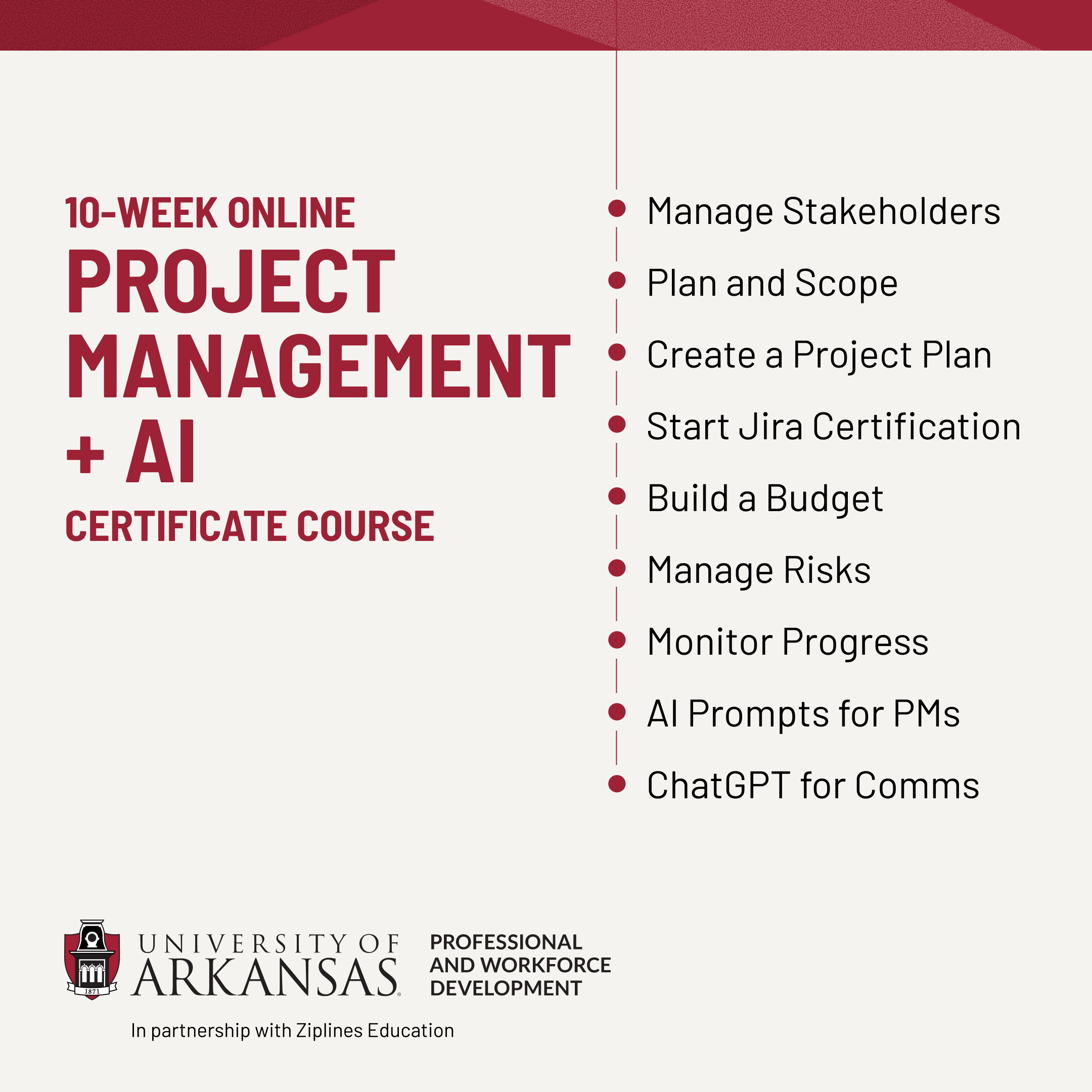 U of A Professional and Workforce Development Facebook ad from May 19, 2026