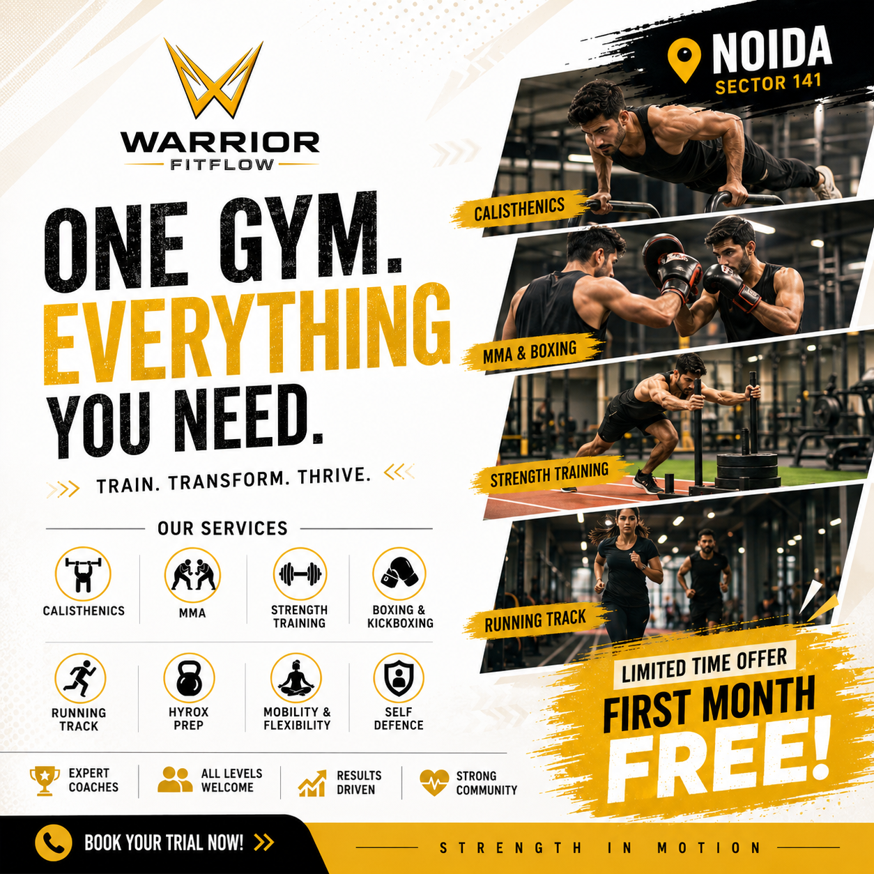 Warrior Fitflow Facebook ad: Book Your Free Trial Now!