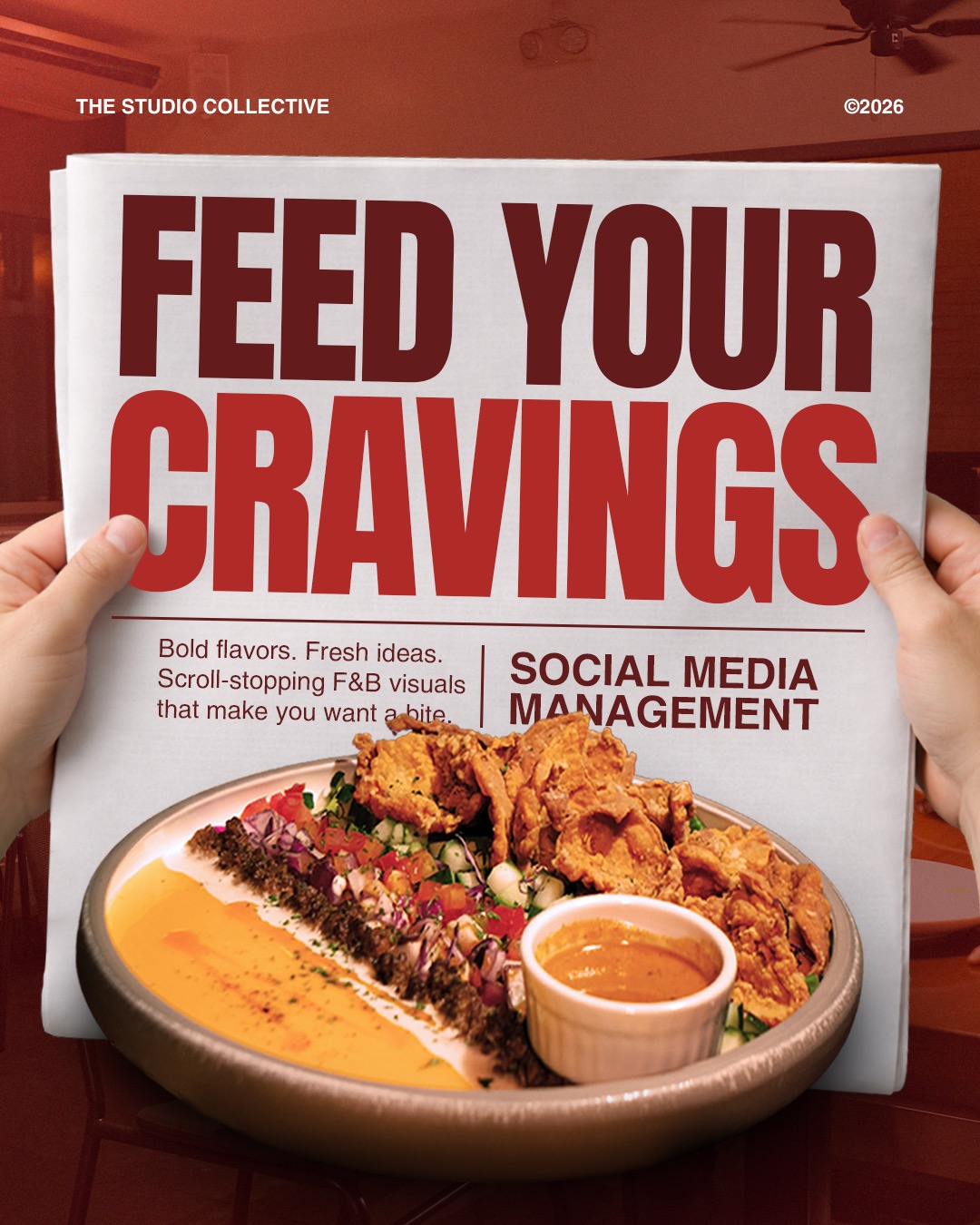 The Studio Collective Facebook ad: Scroll. Pause. Crave.